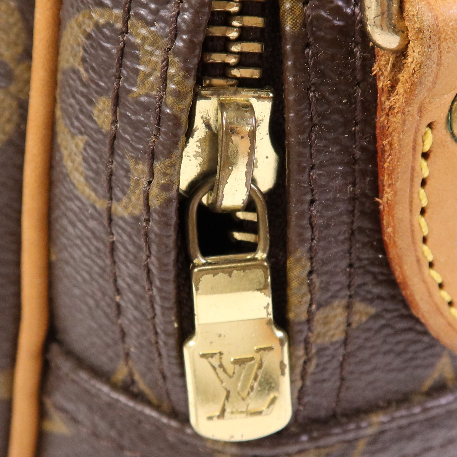 LOUIS VUITTON Monogram Reporter PM金扣肩背袋棕色