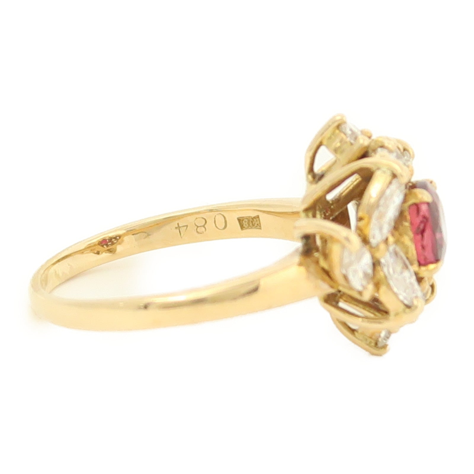 JEWELRY 18K黃金Ring 0.84ct紅寶石/0.8ct鑽石戒指銀色US#5.75
