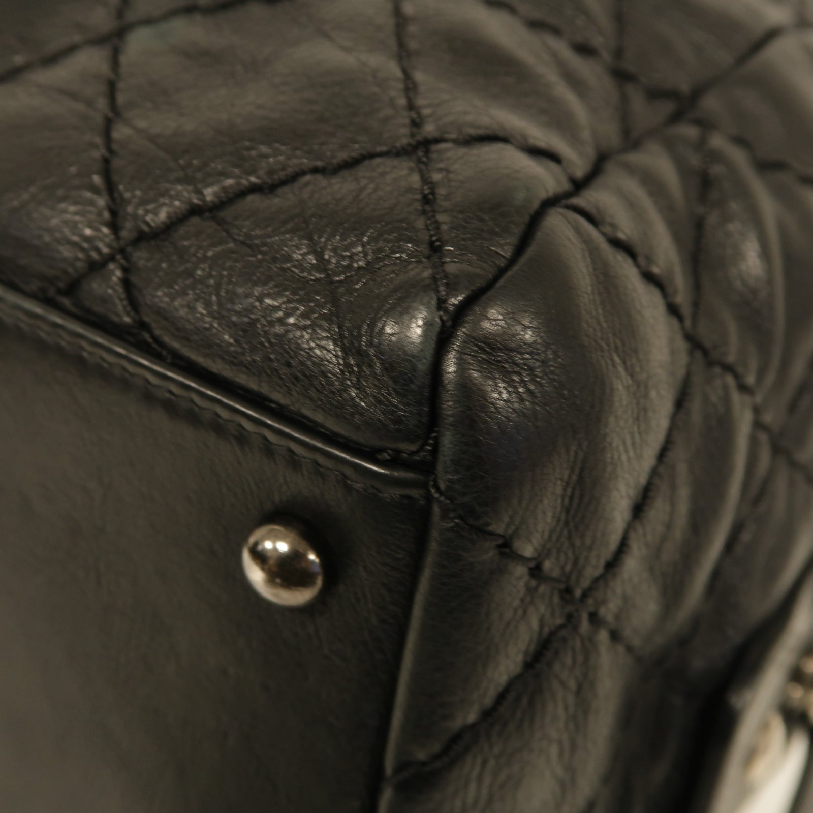 CHANEL 【激減優惠】菱格牛皮皮革Chain Shoulder Bag銀扣鏈帶肩背袋黒色