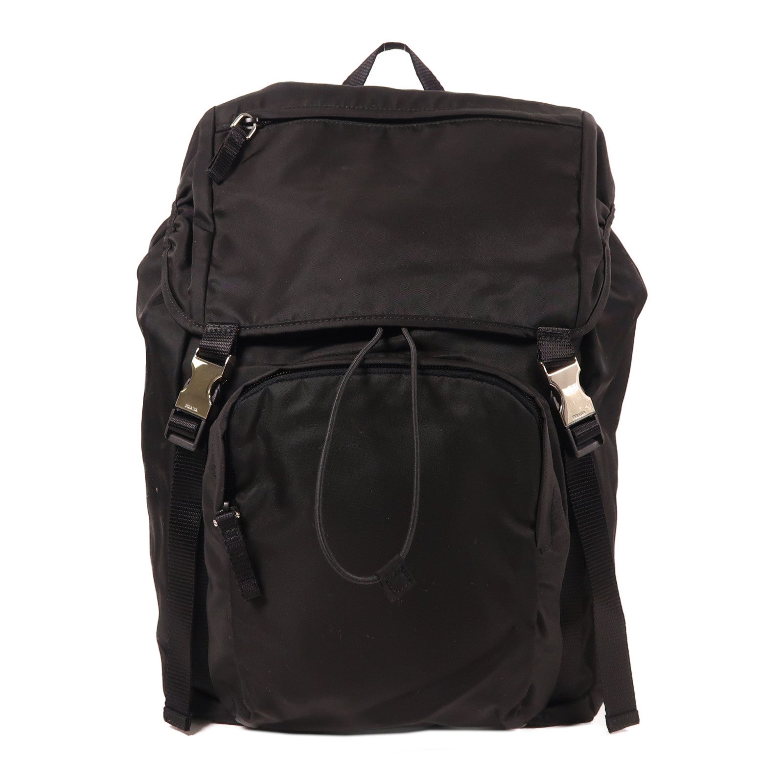 PRADA 尼龍Backpack銀扣背包黑色