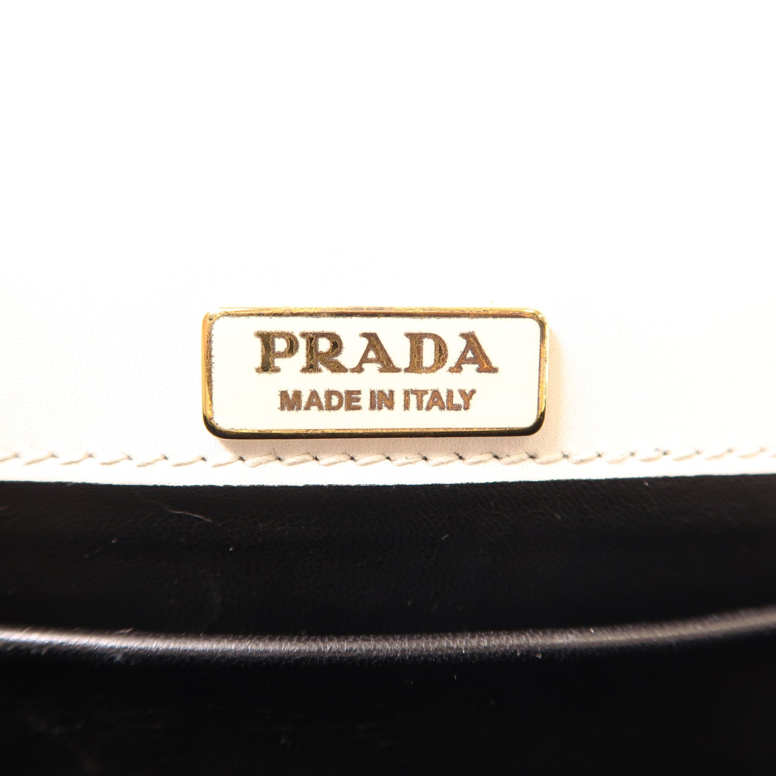 PRADA 牛皮皮革City金扣肩背袋白色