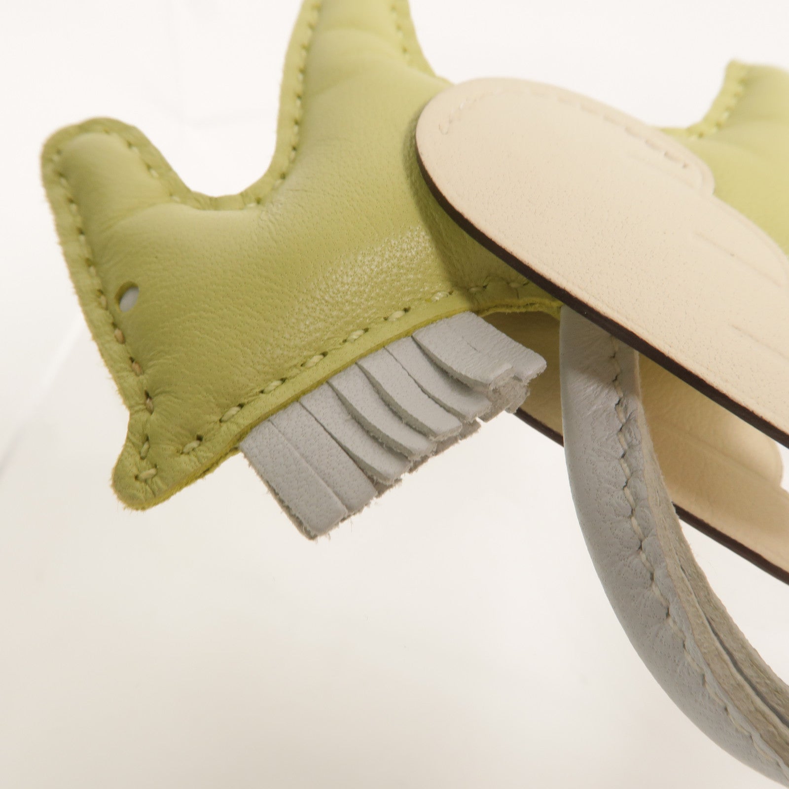 HERMES Milo皮革Rodeo Pegase PM掛飾Jaune Bourgeon/Nata