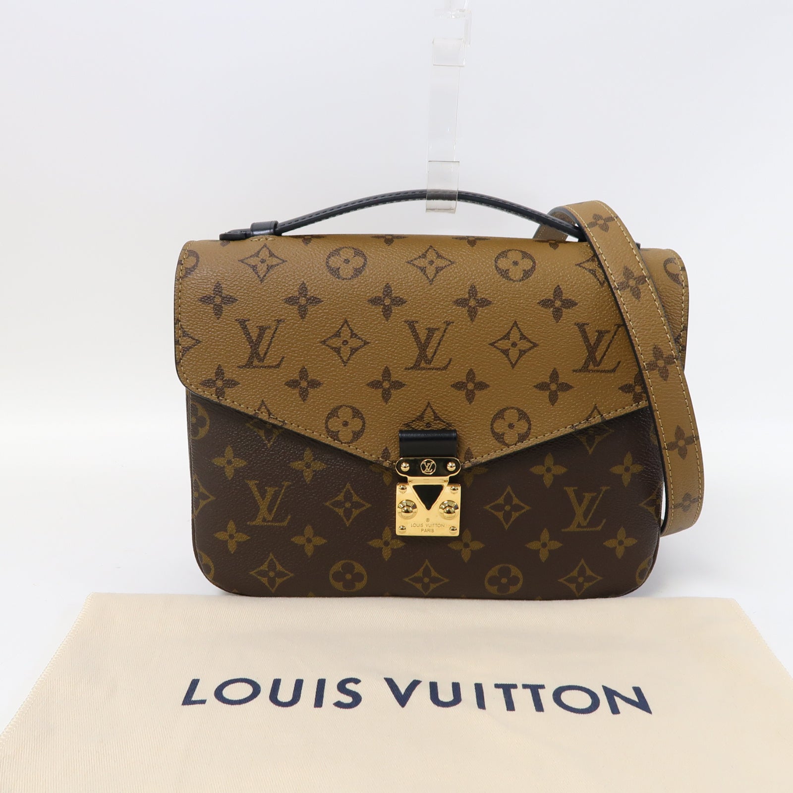 LOUIS VUITTON Monogram Reverse Pochette Métis金扣手挽肩背兩用袋啡色