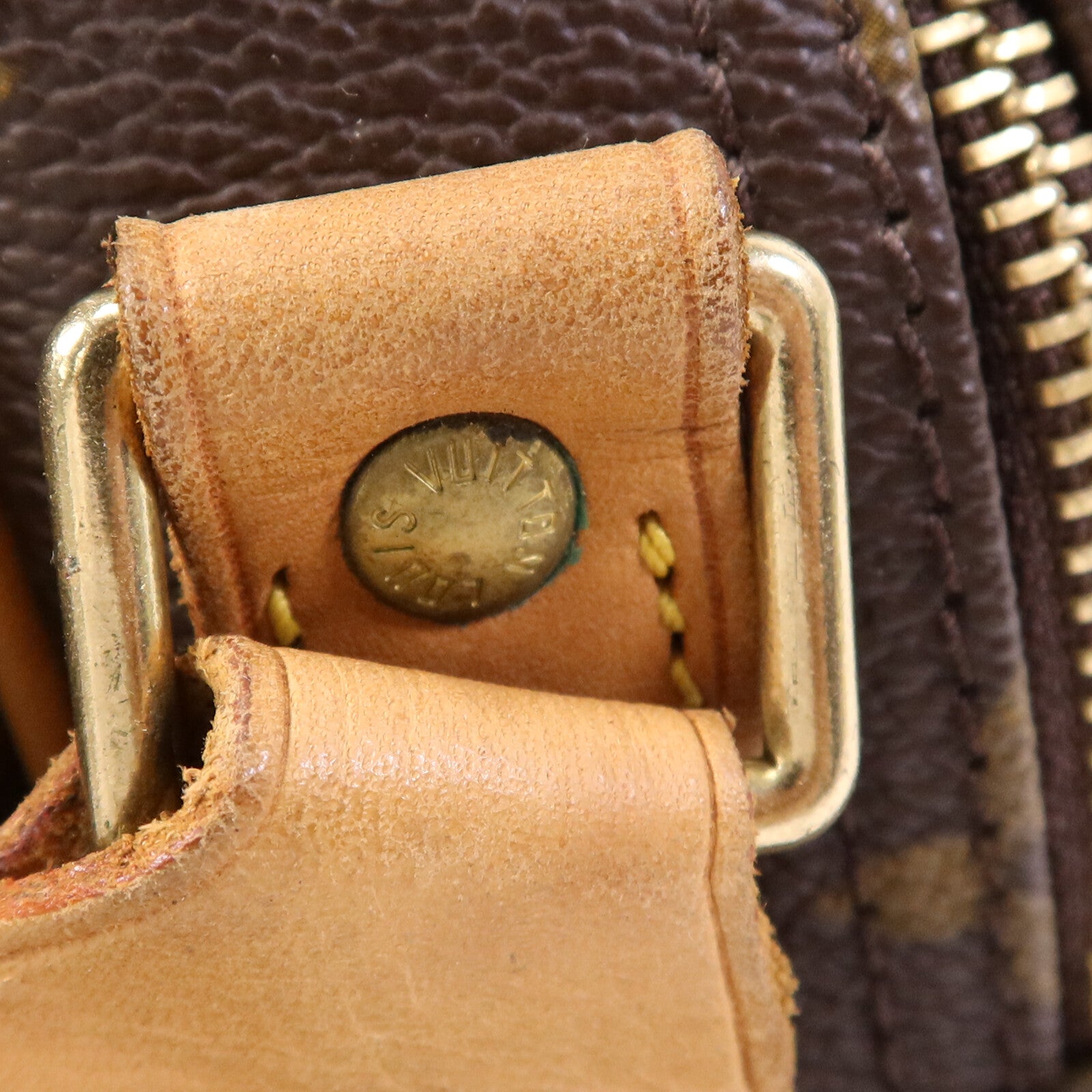 LOUIS VUITTON Monogram Reporter PM金扣肩背袋棕色