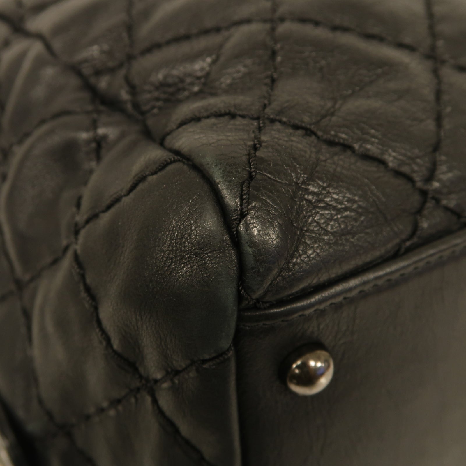 CHANEL 【激減優惠】菱格牛皮皮革Chain Shoulder Bag銀扣鏈帶肩背袋黒色