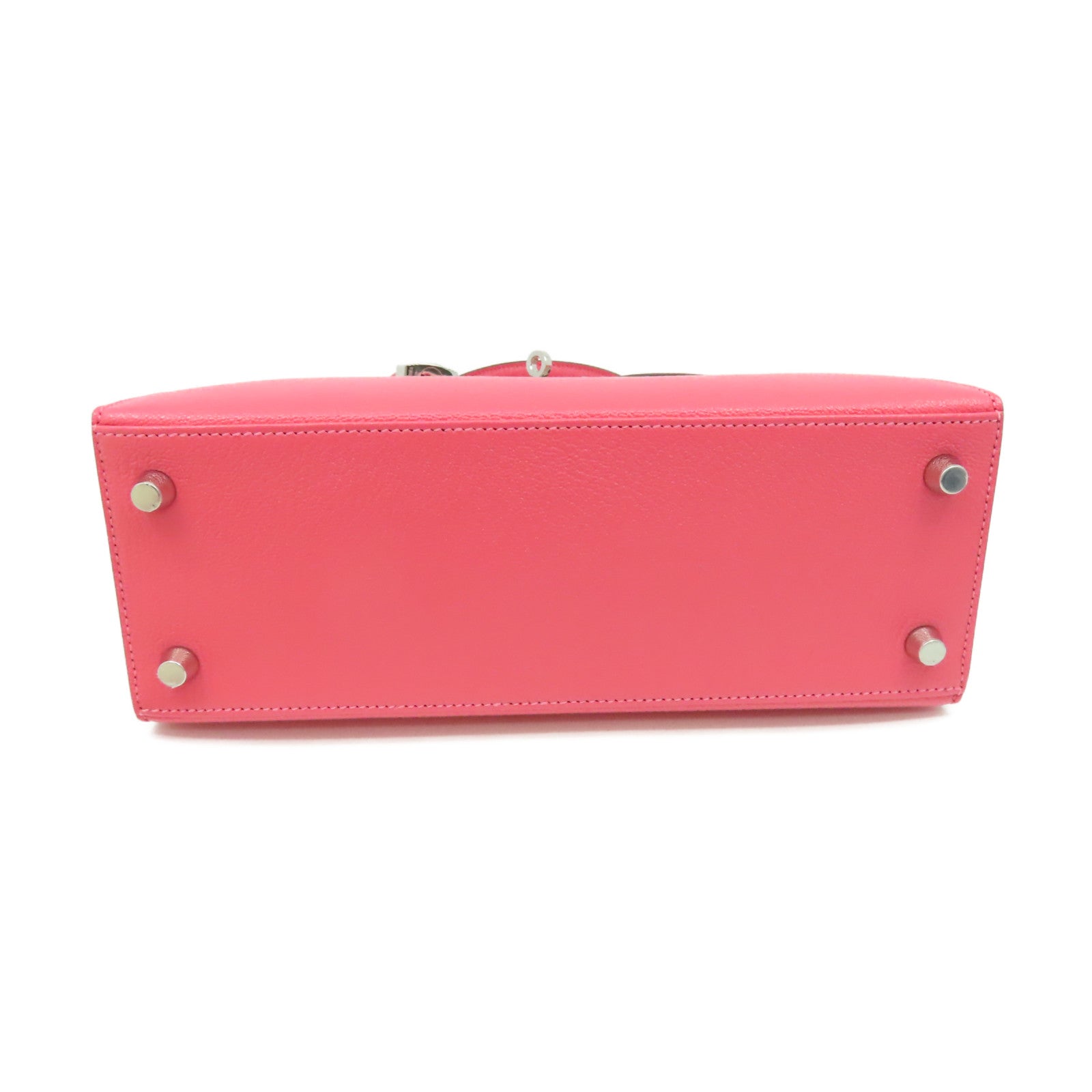 HERMES **【激減優惠】Chevre皮革Kelly 25 2Way Handbag銀扣手挽肩背兩用袋 Rose Lipstick/玫瑰潤唇膏色