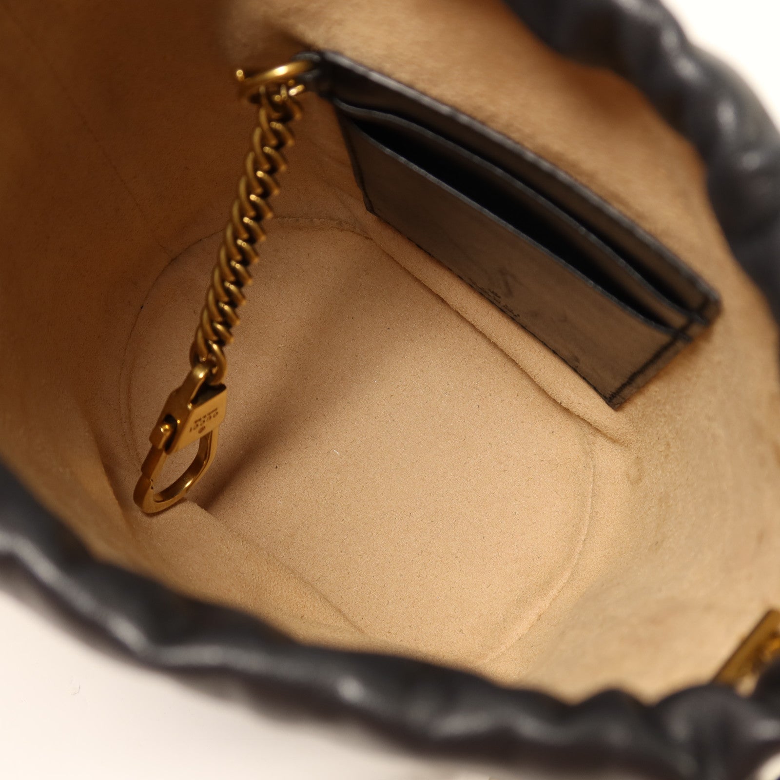 GUCCI 【激減優惠】牛皮皮革GG Marmont Bucket金扣鏈帶肩背袋