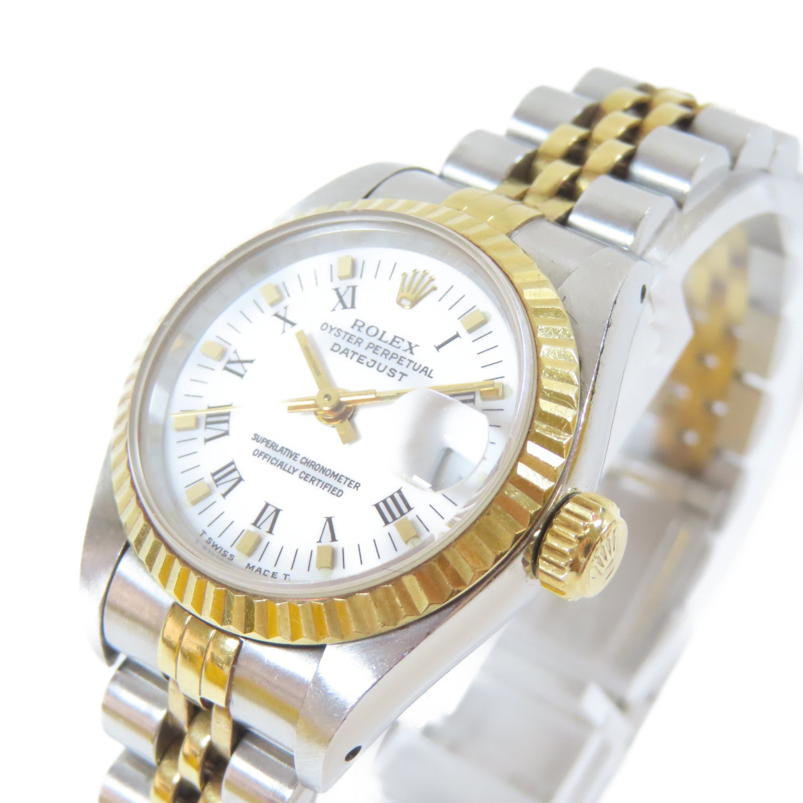 ROLEX Datejust 18K黃金/不鏽鋼手錶自動機芯白色