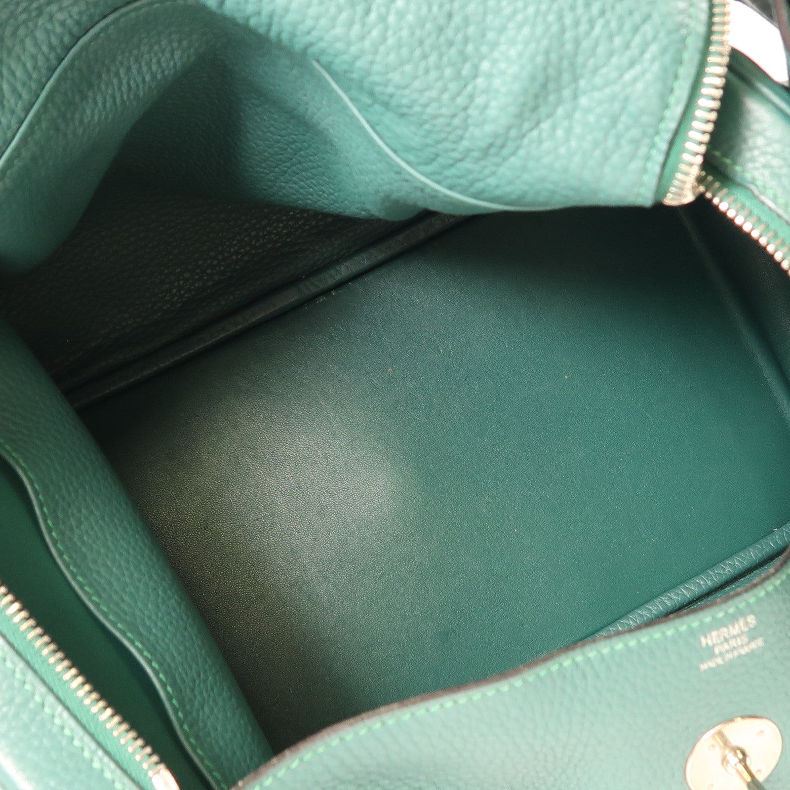 HERMES Clemence皮革Lindy 34銀扣手挽肩背兩用袋Menthe