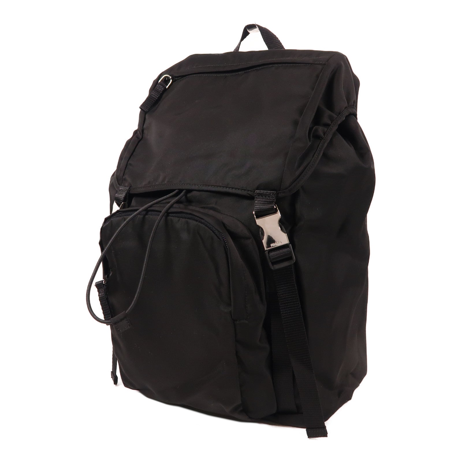 PRADA 尼龍Backpack銀扣背包黑色