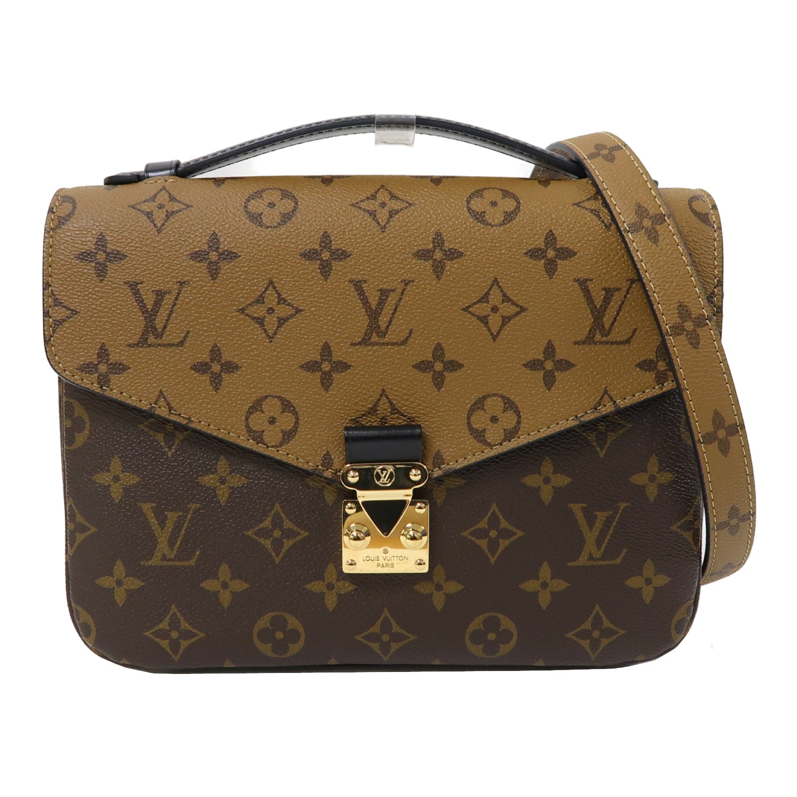 LOUIS VUITTON Monogram Reverse Pochette Métis金扣手挽肩背兩用袋啡色