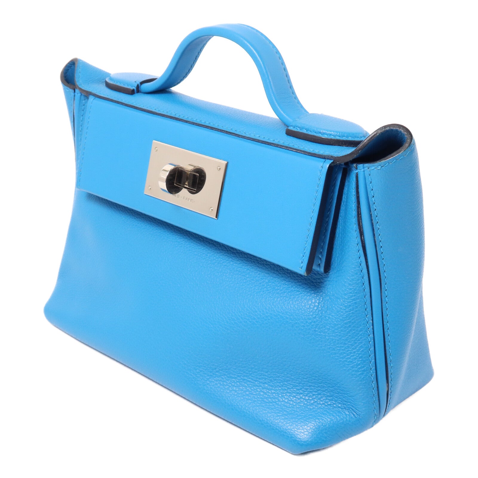 HERMES Evercolor皮革24/24 Mini手挽肩背兩用袋Bleu Zanzibar