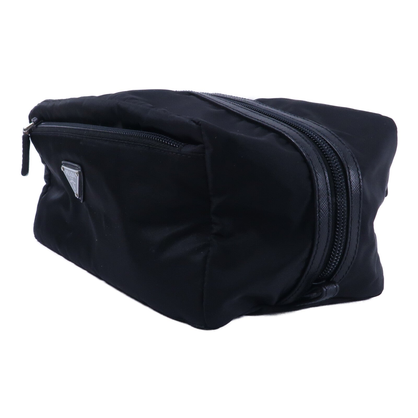 PRADA 尼龍/Saffiano皮革 Re Nylon Triangle Logo Travel Pouch手提包