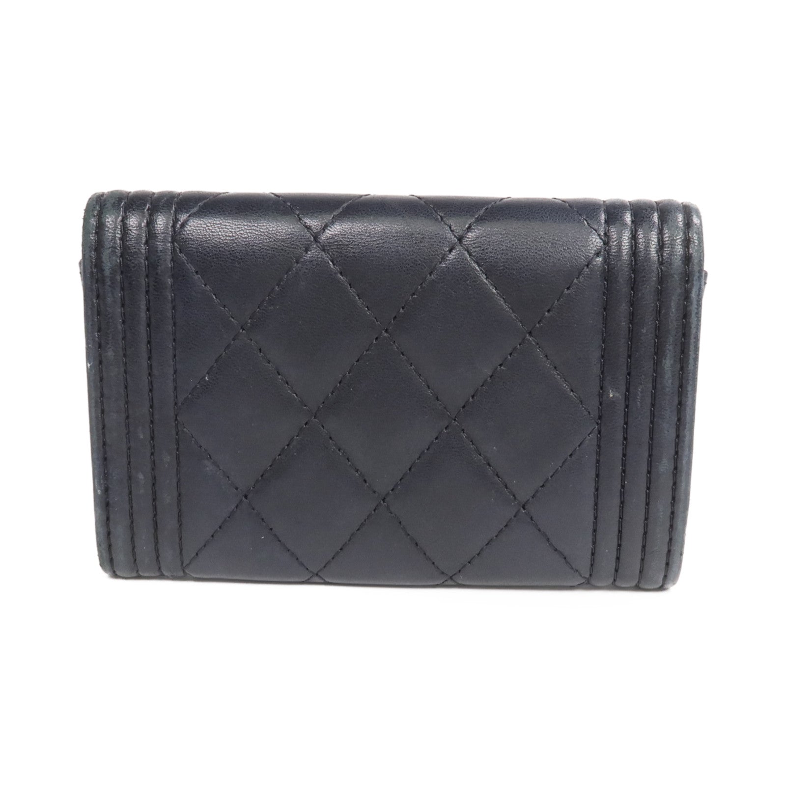 CHANEL 羊皮皮革Boy Wallet金扣零錢包