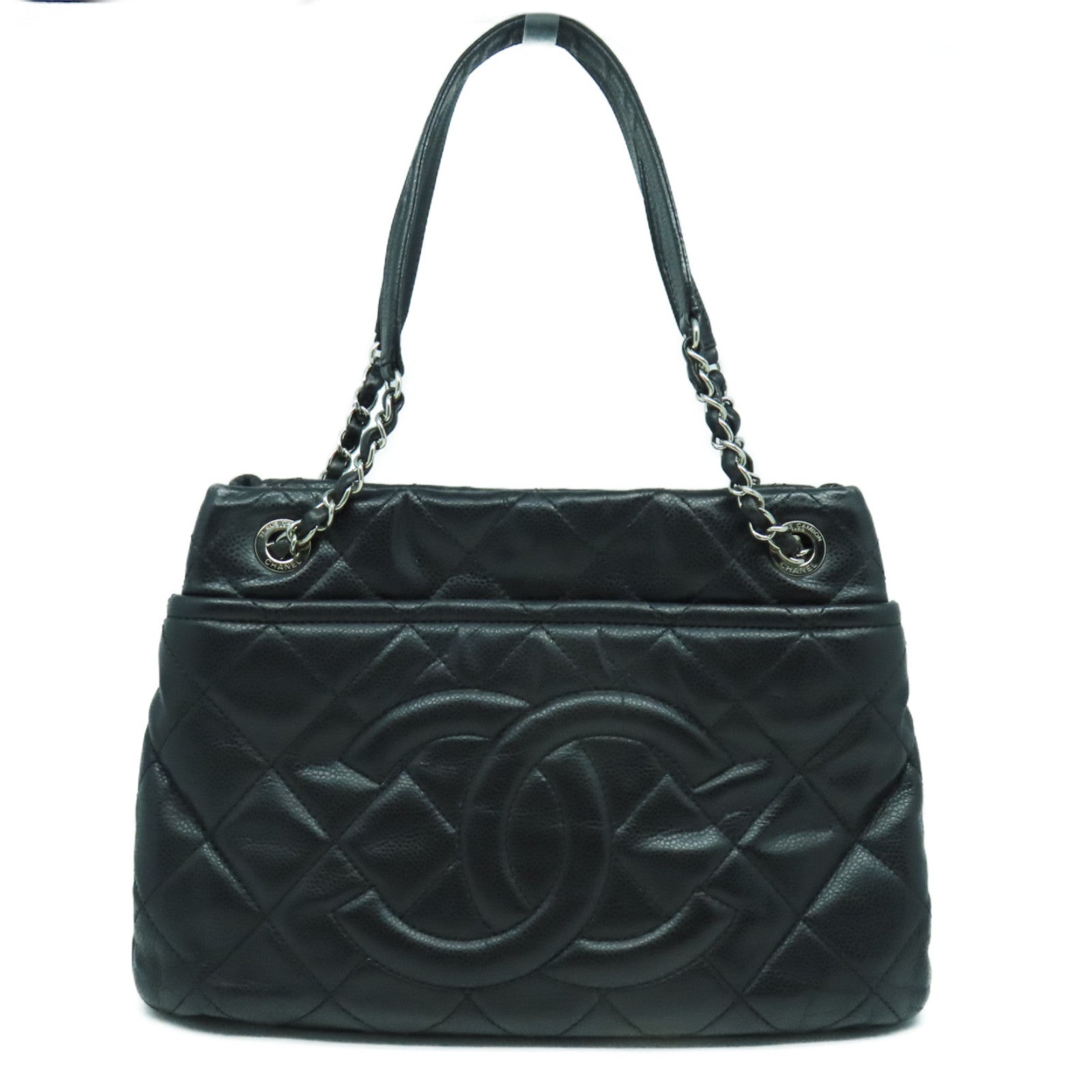 CHANEL 【激減優惠】菱格牛皮皮革Shoulder Bag銀扣肩背袋黑色