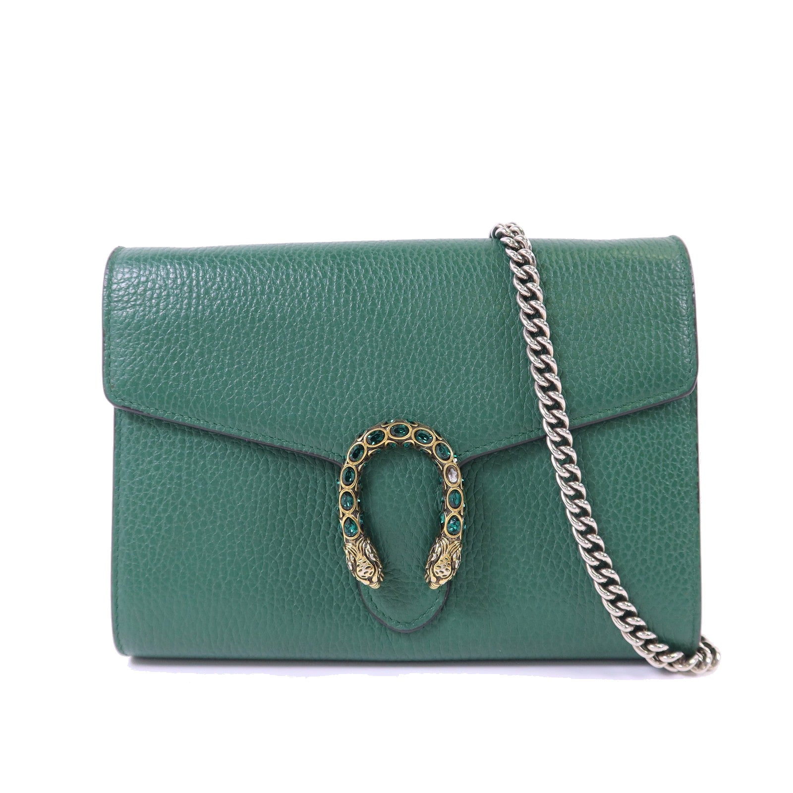 GUCCI GG Dionysus Chain Wallet Chain Shoulder Bag 401231 Calfskin Leather Green