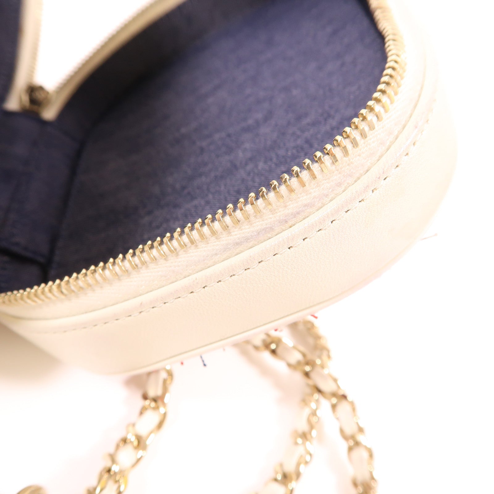 CHANEL Tweed/皮革Chain Shoulder金扣鏈帶手挽肩背兩用袋