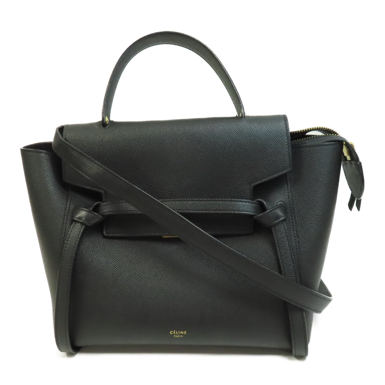 CELINE 牛皮皮革Belt Bag金扣手挽肩背兩用袋黑色