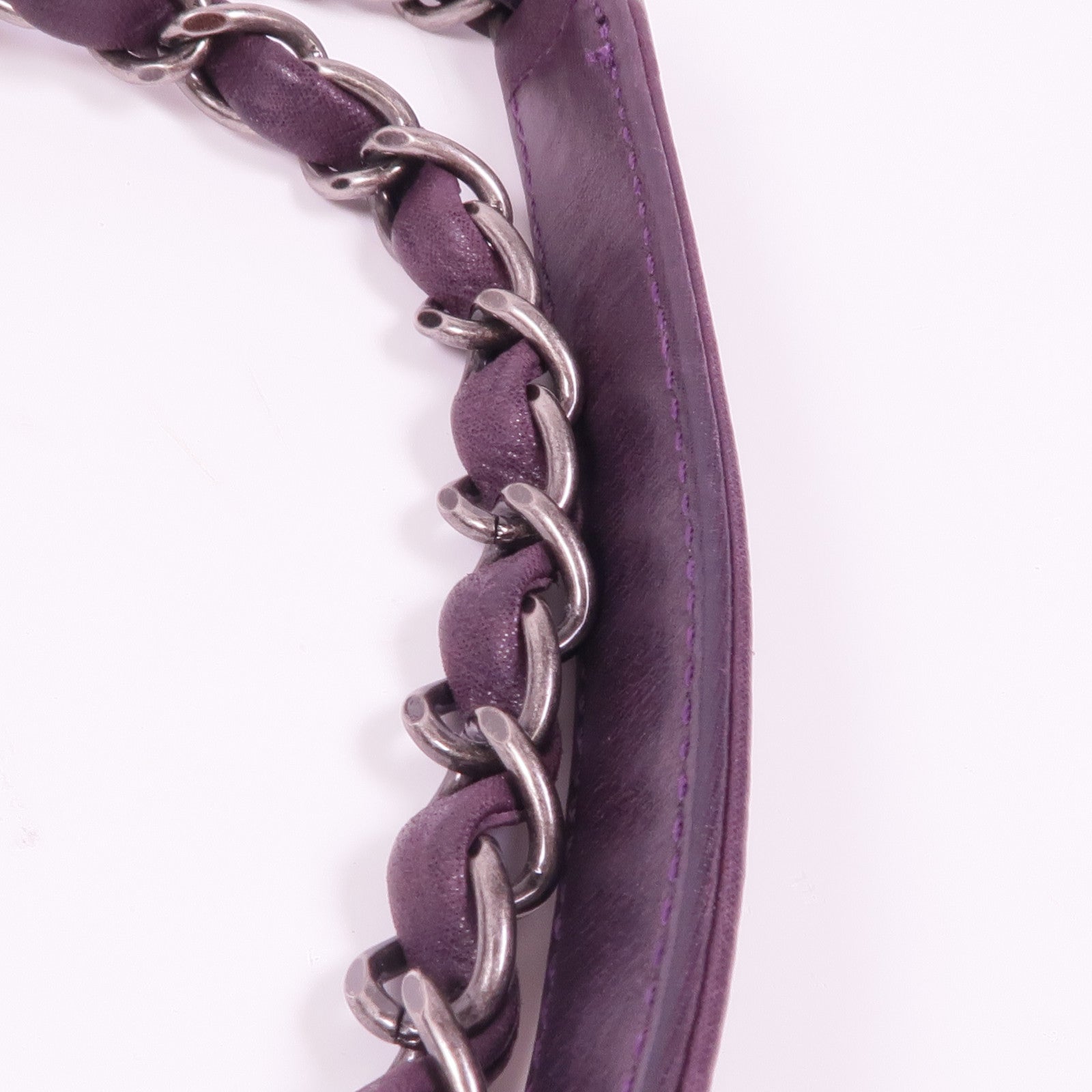 CHANEL 牛皮皮革Chain Shoulder銀扣鏈帶肩背袋