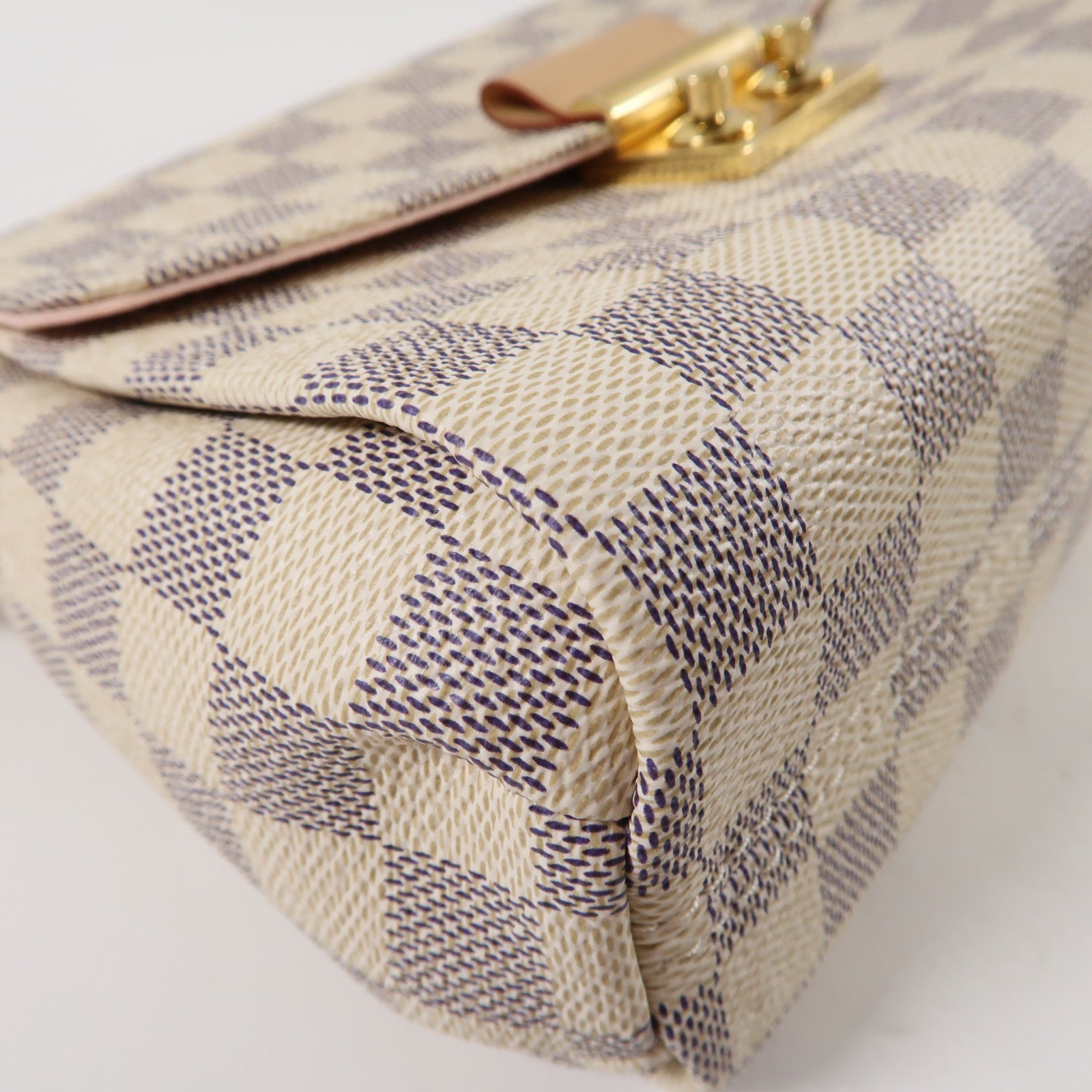 LOUIS VUITTON Damier Azur Croisette 2 Way Shoulder Bag金扣手挽肩背兩用袋白色