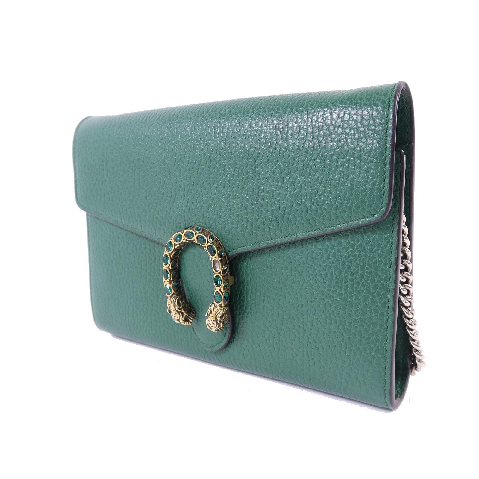GUCCI GG Dionysus Chain Wallet Chain Shoulder Bag 401231 Calfskin Leather Green