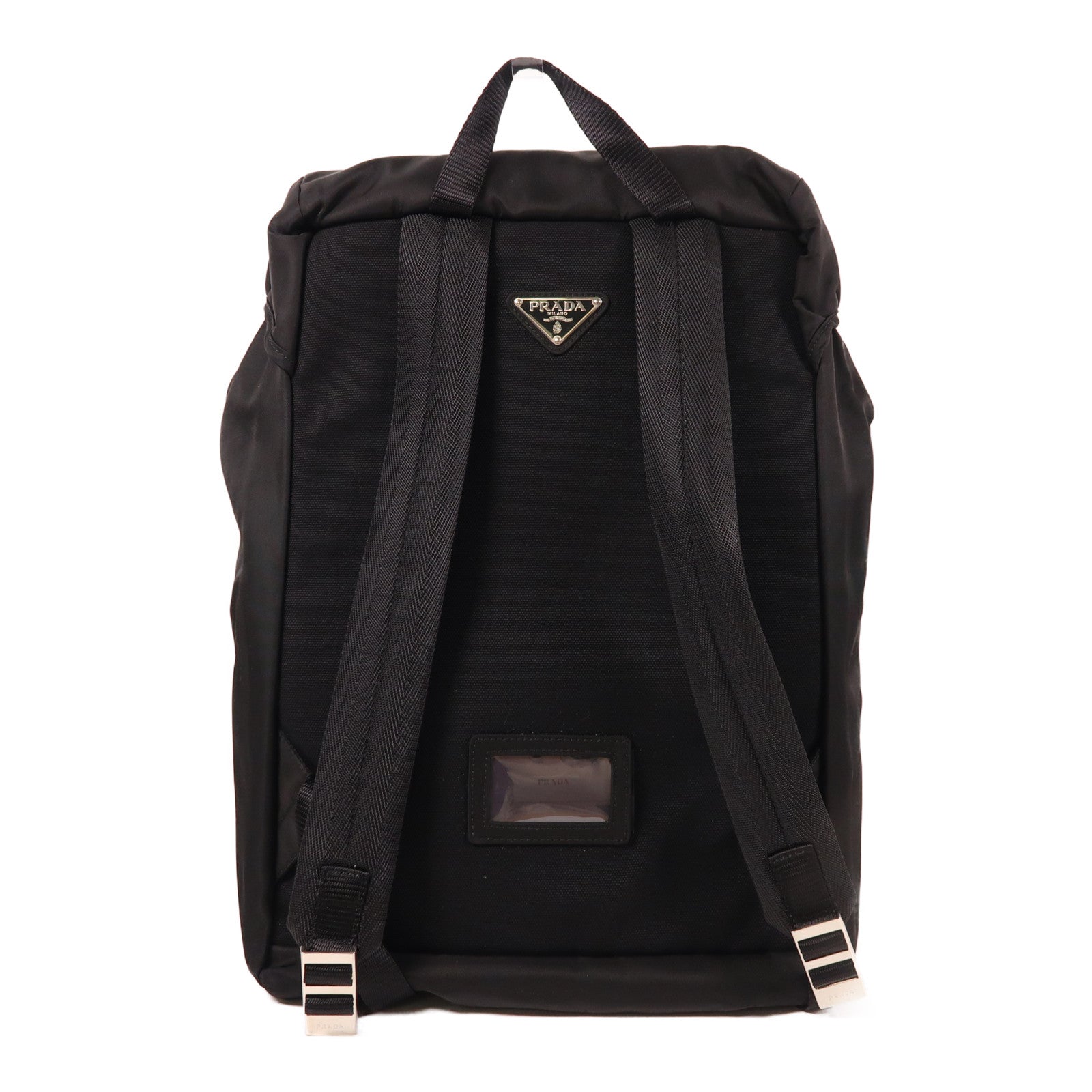 PRADA 尼龍Backpack銀扣背包黑色