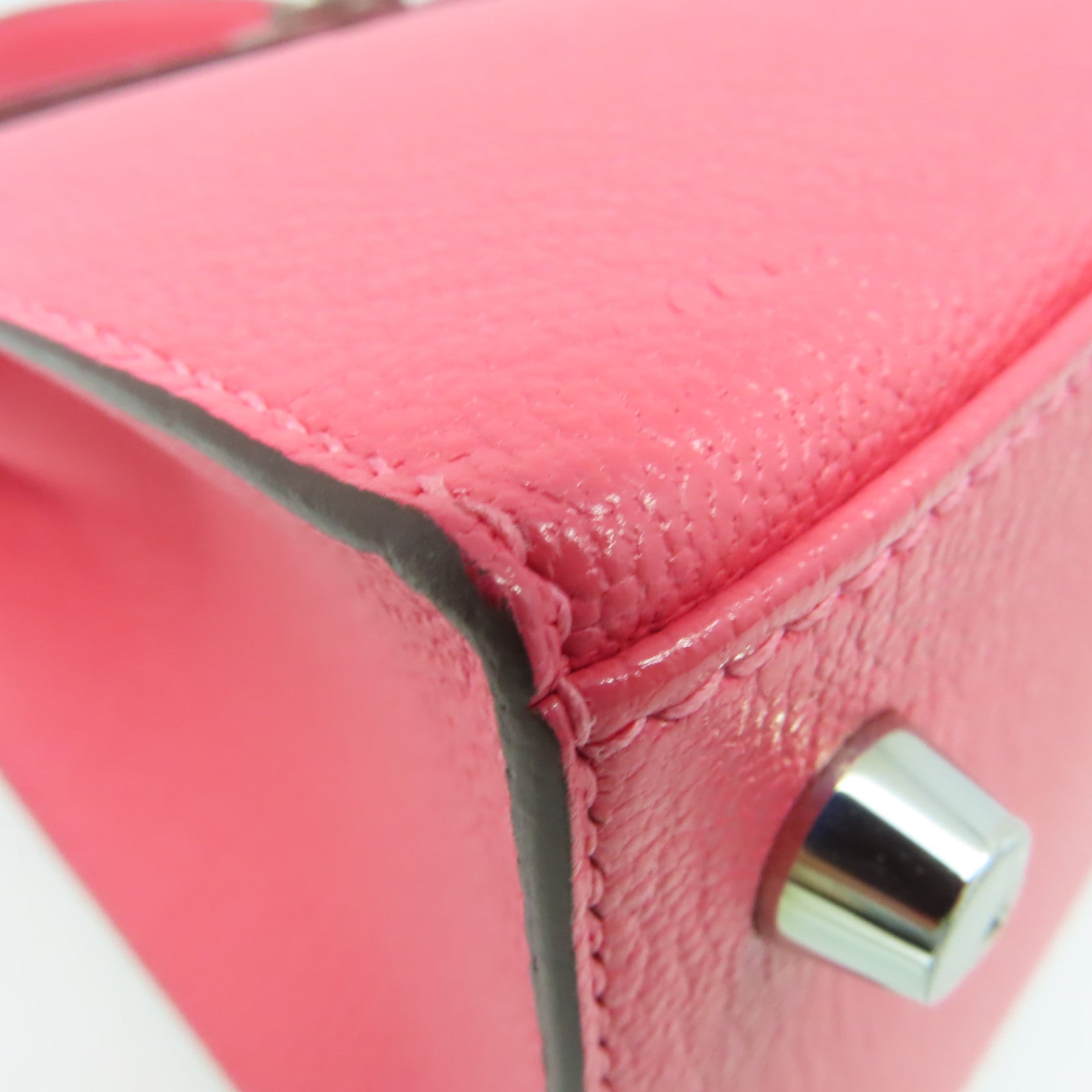 HERMES **【激減優惠】Chevre皮革Kelly 25 2Way Handbag銀扣手挽肩背兩用袋 Rose Lipstick/玫瑰潤唇膏色