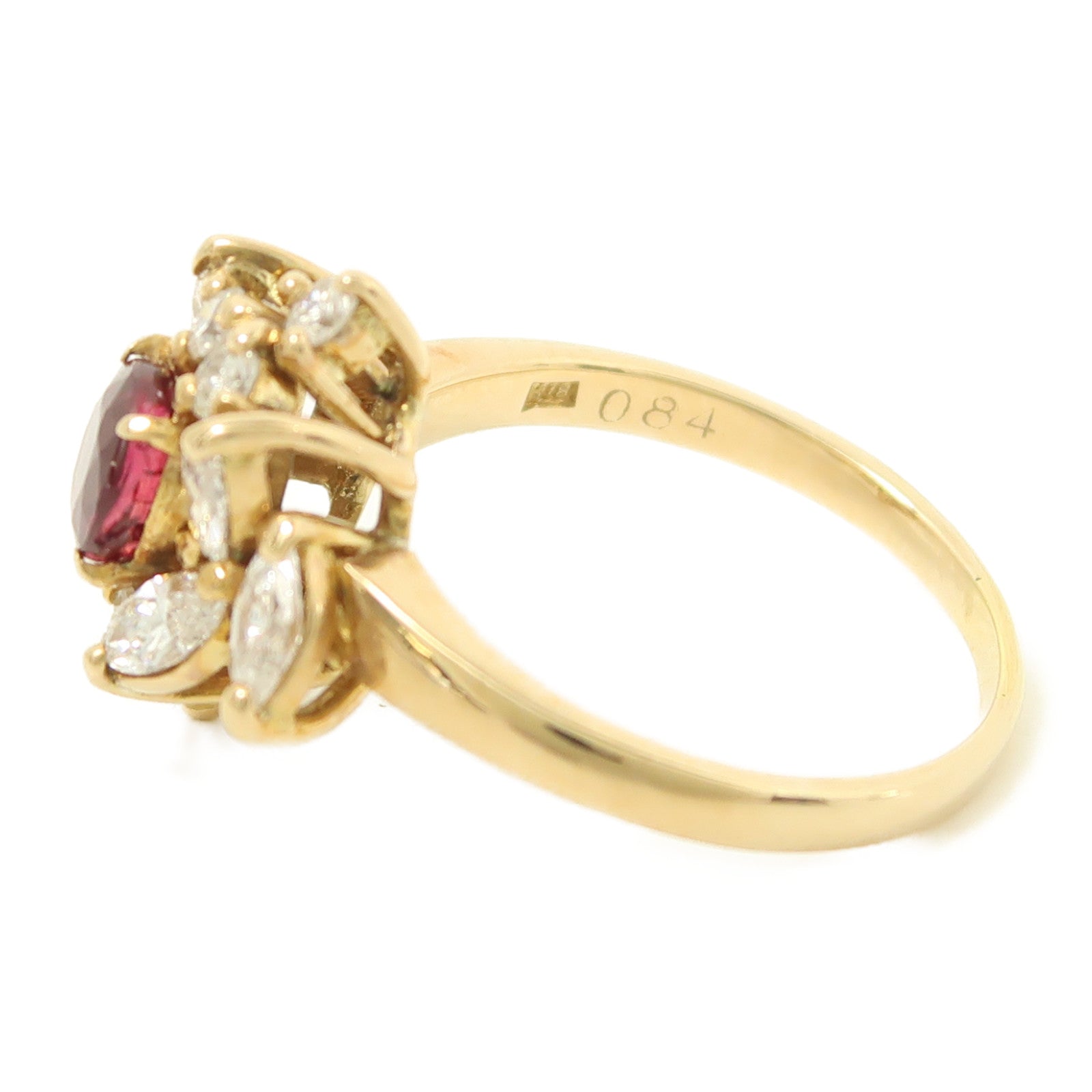 JEWELRY 18K黃金Ring 0.84ct紅寶石/0.8ct鑽石戒指銀色US#5.75