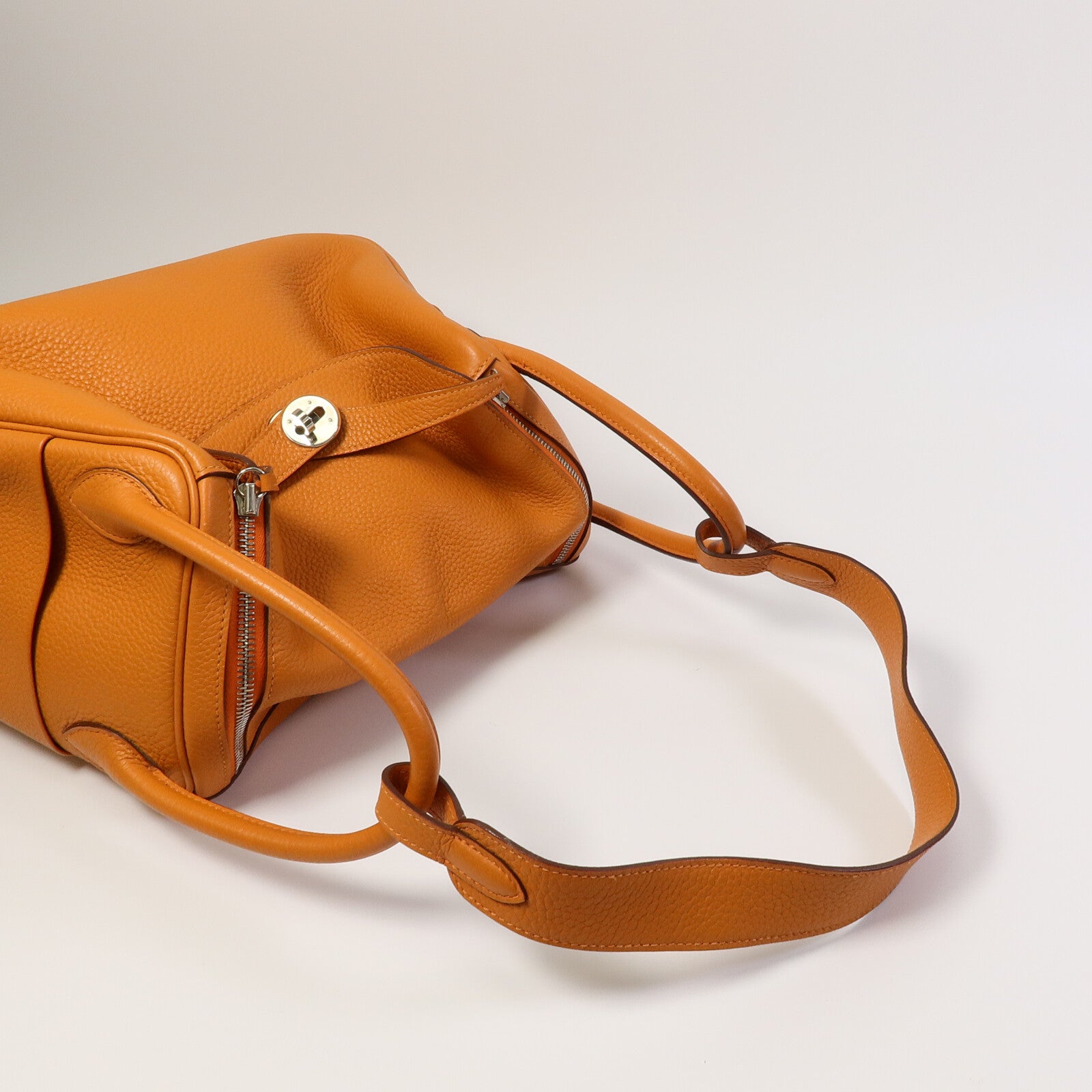 HERMES Clemence皮革Lindy 30手挽肩背兩用袋Orange
