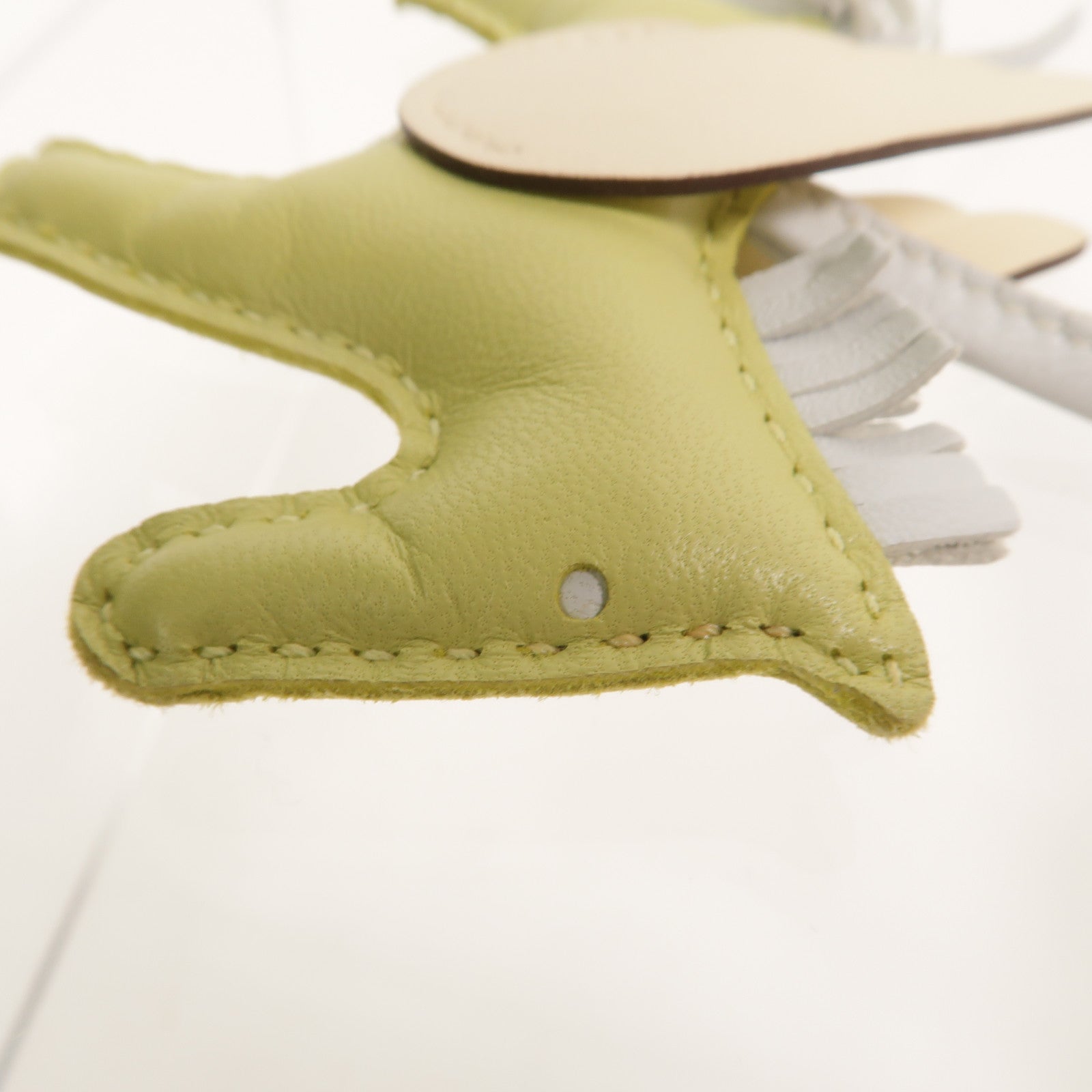 HERMES Milo皮革Rodeo Pegase PM掛飾Jaune Bourgeon/Nata