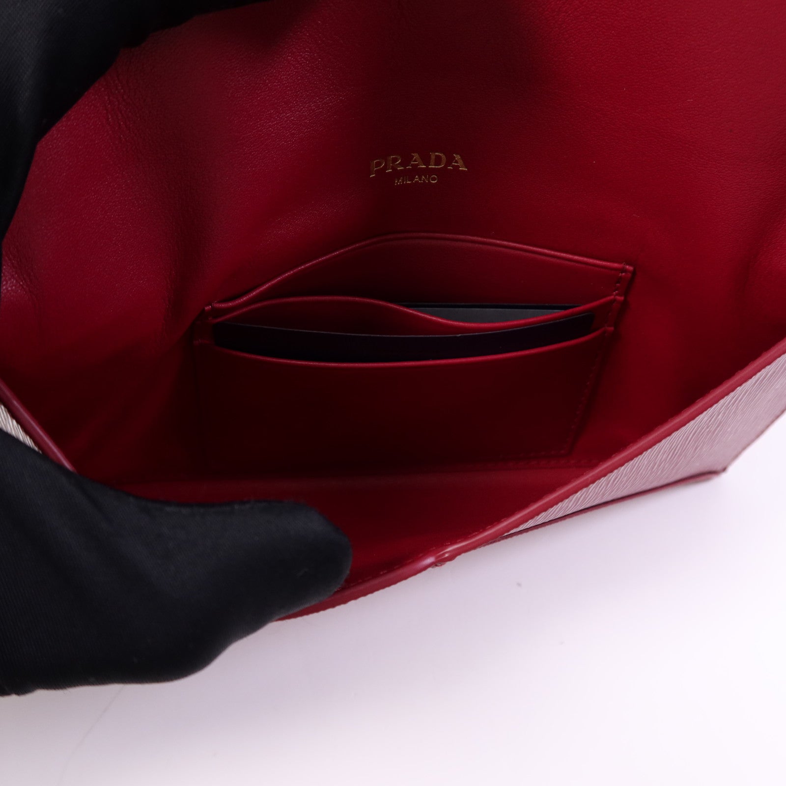 PRADA 牛皮皮革Long Wallet金扣錢包