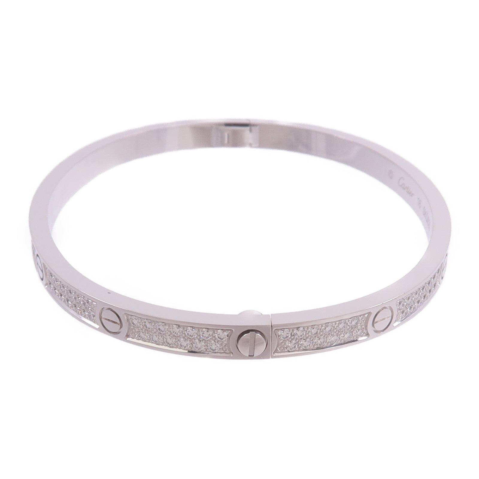 CARTIER 18K白金Love Bracelet Small Model Paved鑽石手鐲