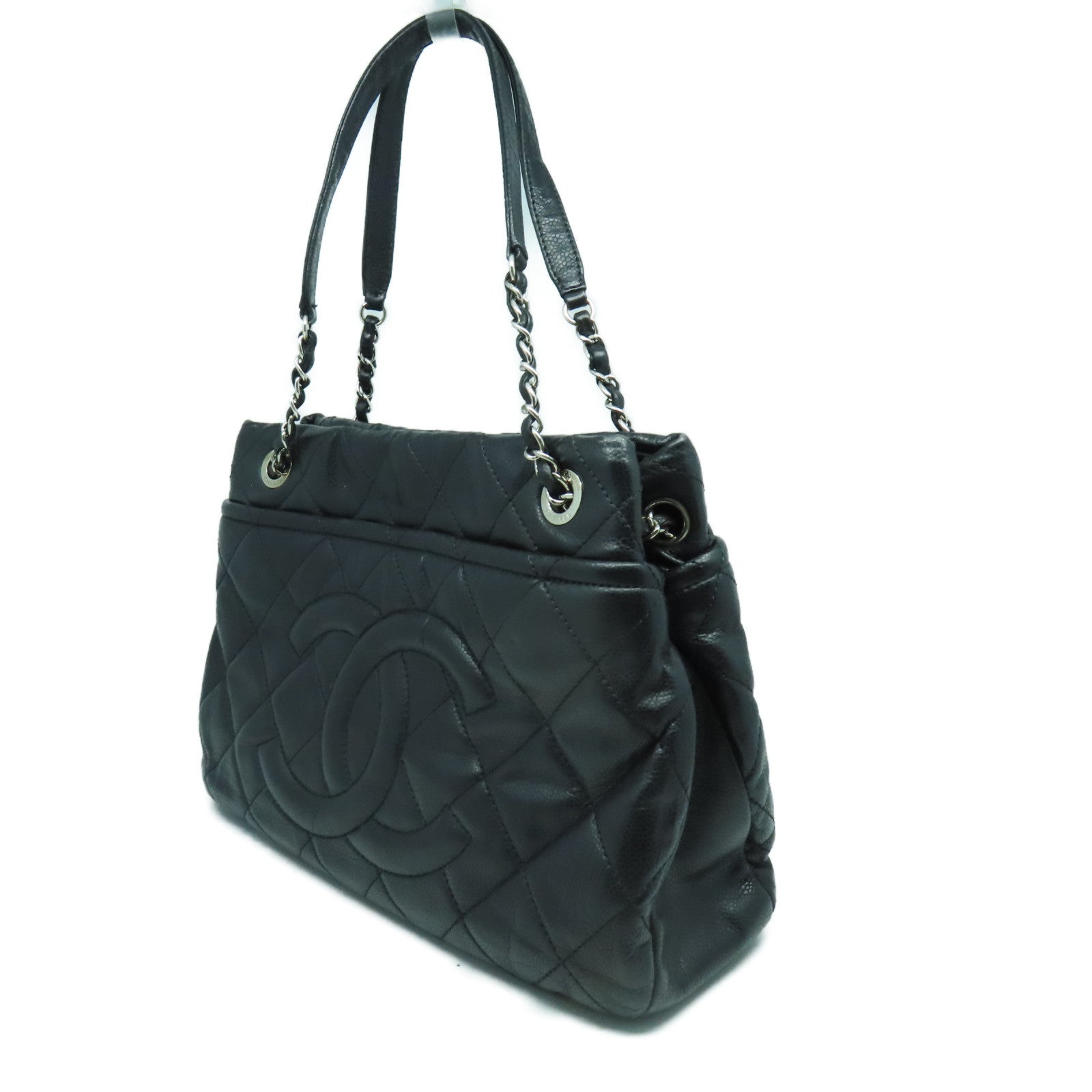 CHANEL 【激減優惠】菱格牛皮皮革Shoulder Bag銀扣肩背袋黑色