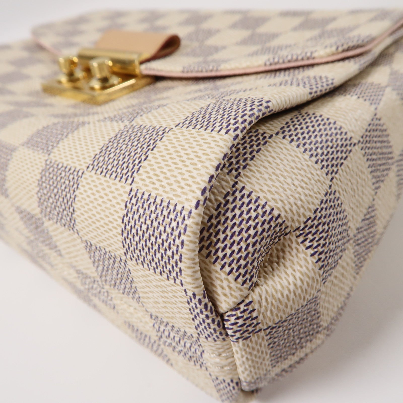 LOUIS VUITTON Damier Azur Croisette 2 Way Shoulder Bag金扣手挽肩背兩用袋白色