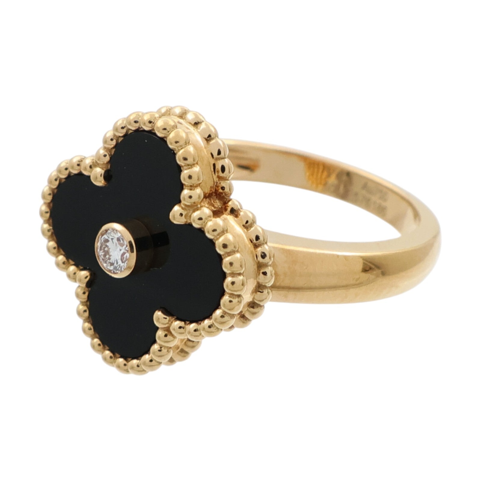 Van Cleef & Arpels 18K黃金/縞瑪瑙Vintage Alhambra Ring鑽石戒指