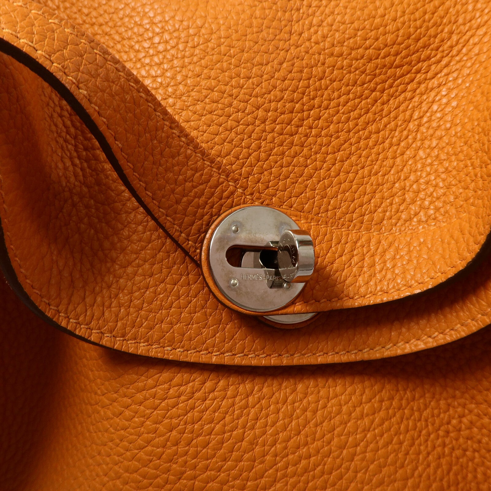 HERMES Clemence皮革Lindy 30手挽肩背兩用袋Orange