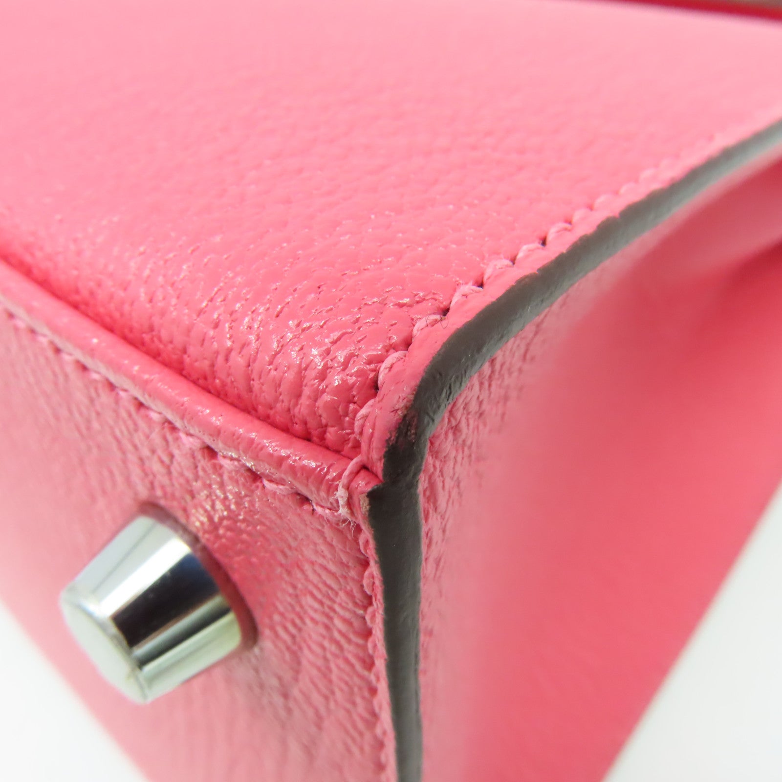 HERMES **【激減優惠】Chevre皮革Kelly 25 2Way Handbag銀扣手挽肩背兩用袋 Rose Lipstick/玫瑰潤唇膏色