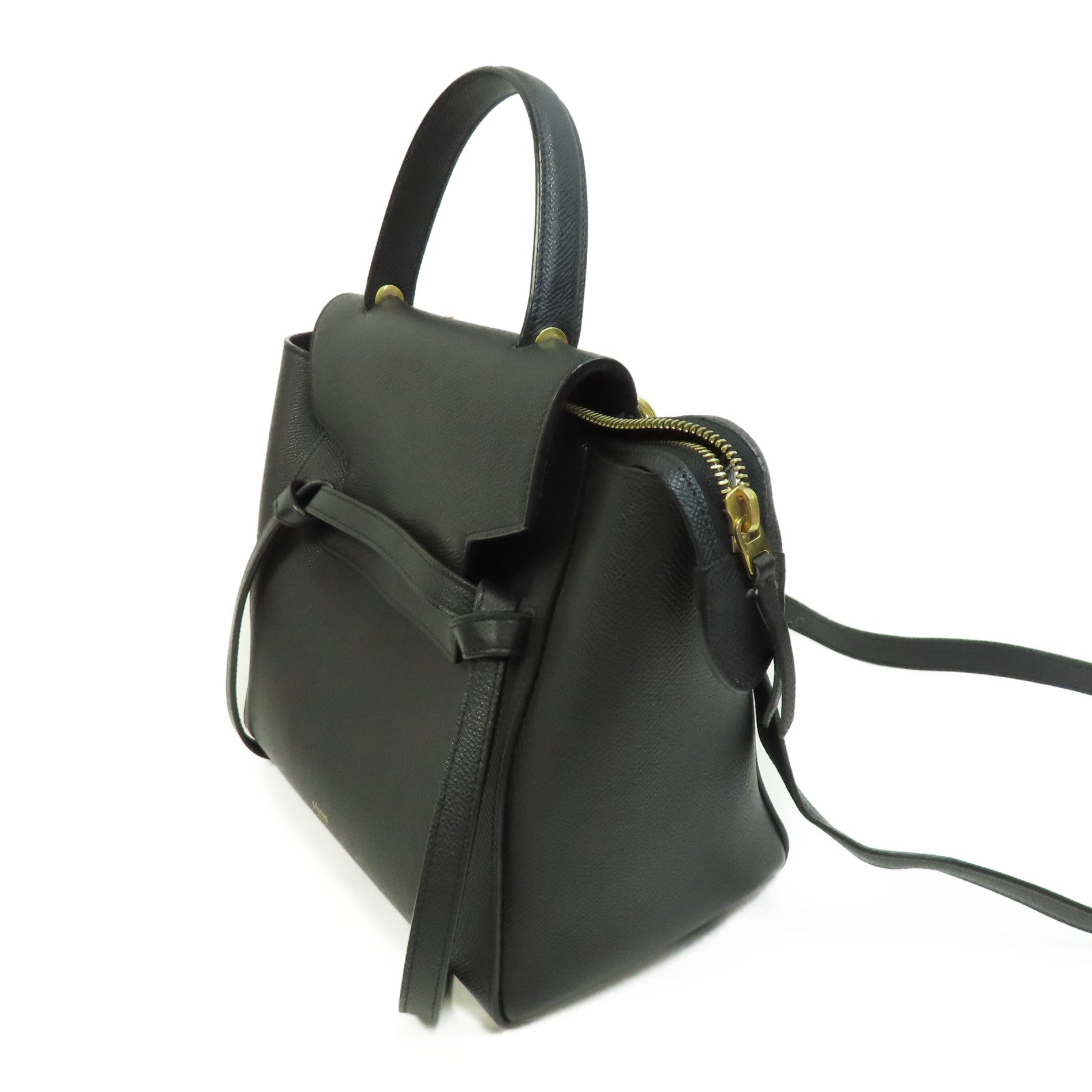 CELINE 牛皮皮革Belt Bag金扣手挽肩背兩用袋黑色