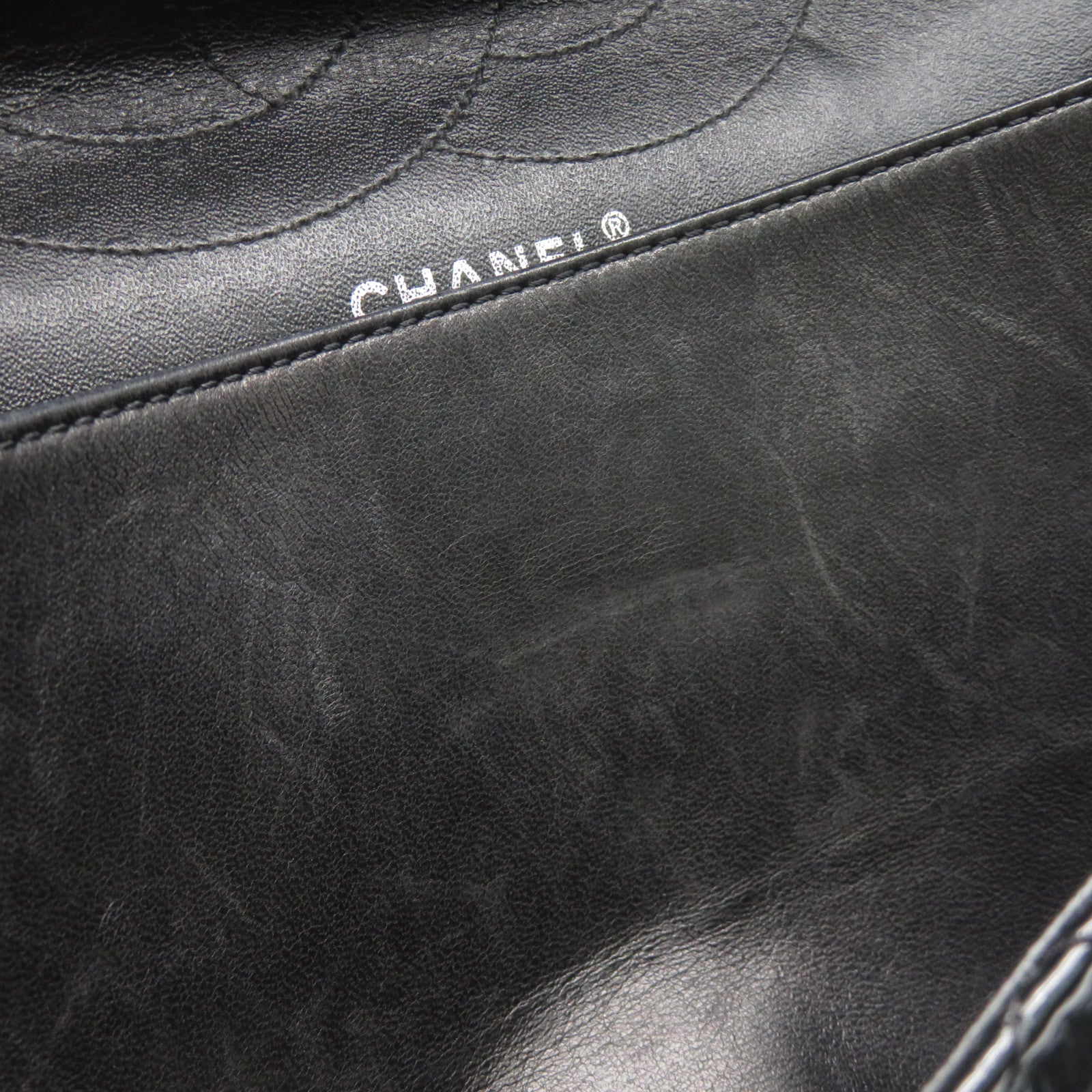 CHANEL 【激減優惠】菱格漆皮皮革2.55 Jumbo銀扣鏈帶肩背袋黑色