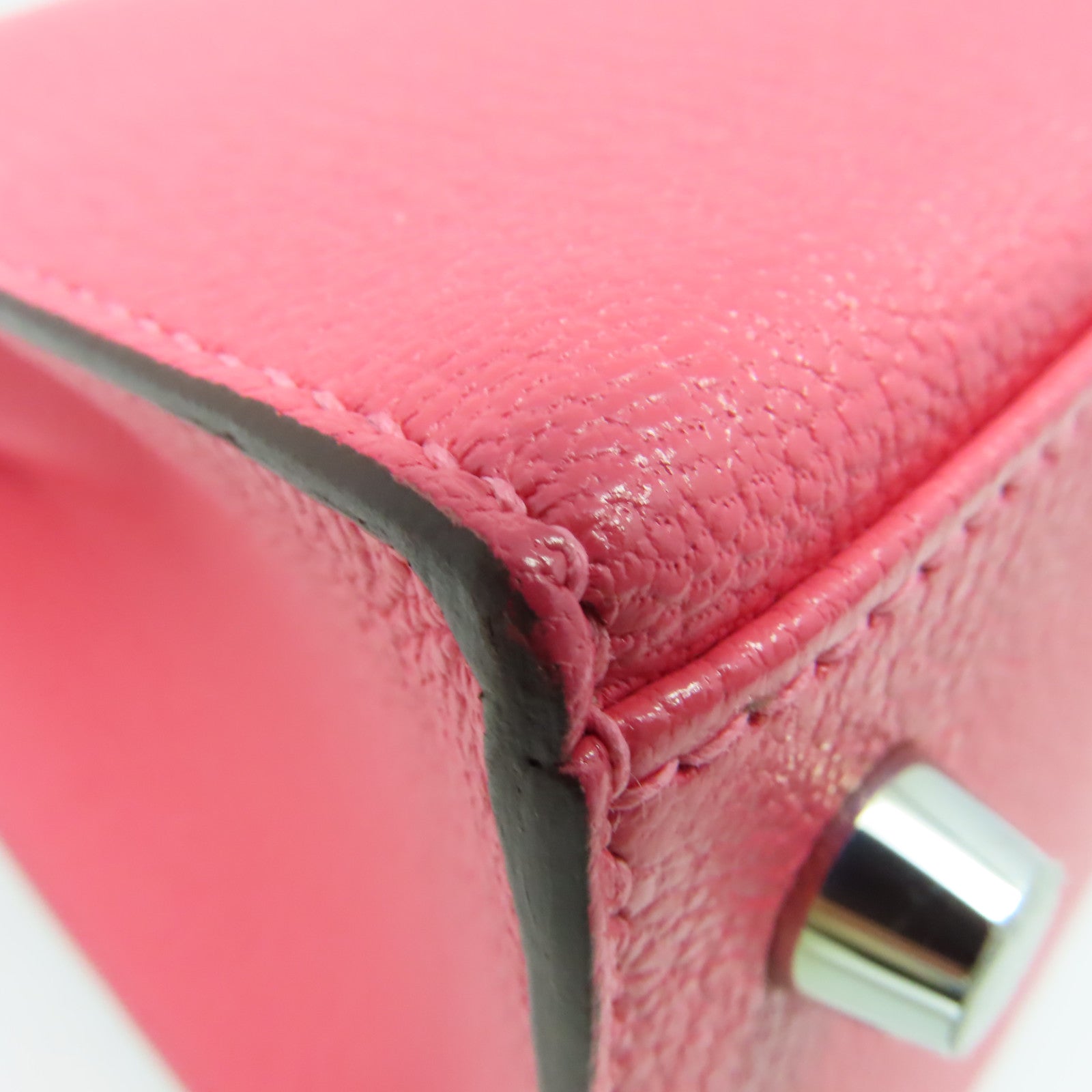 HERMES **【激減優惠】Chevre皮革Kelly 25 2Way Handbag銀扣手挽肩背兩用袋 Rose Lipstick/玫瑰潤唇膏色