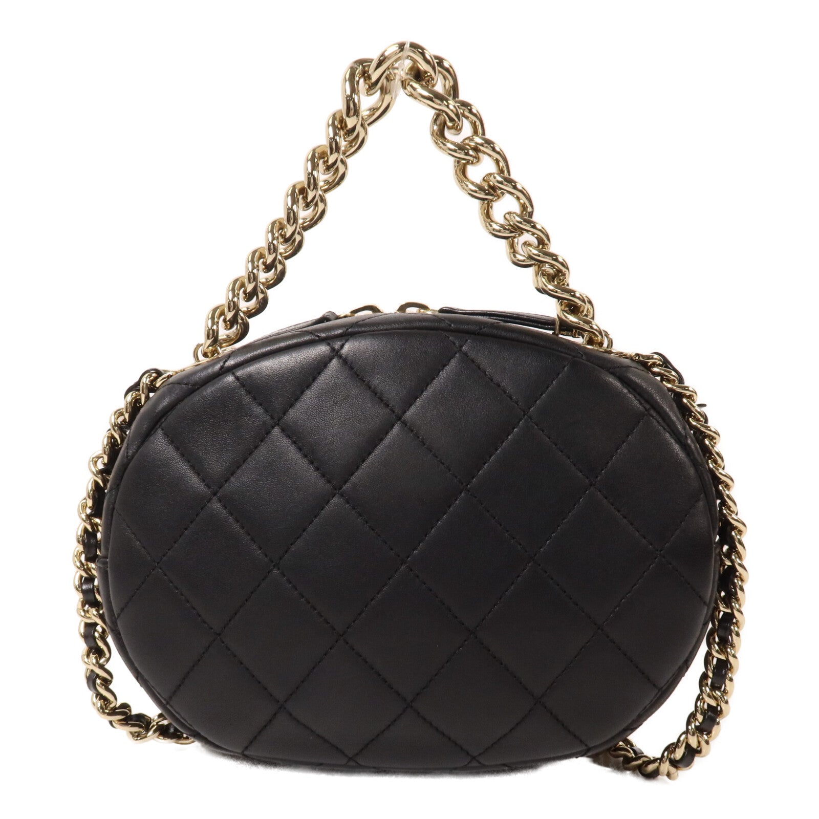 CHANEL 牛皮皮革Chain Handle Studded CC鏈帶手挽肩背兩用袋