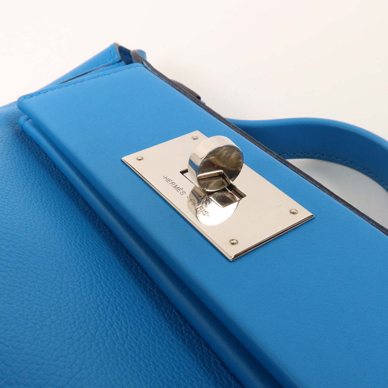 HERMES Evercolor皮革24/24 Mini手挽肩背兩用袋Bleu Zanzibar
