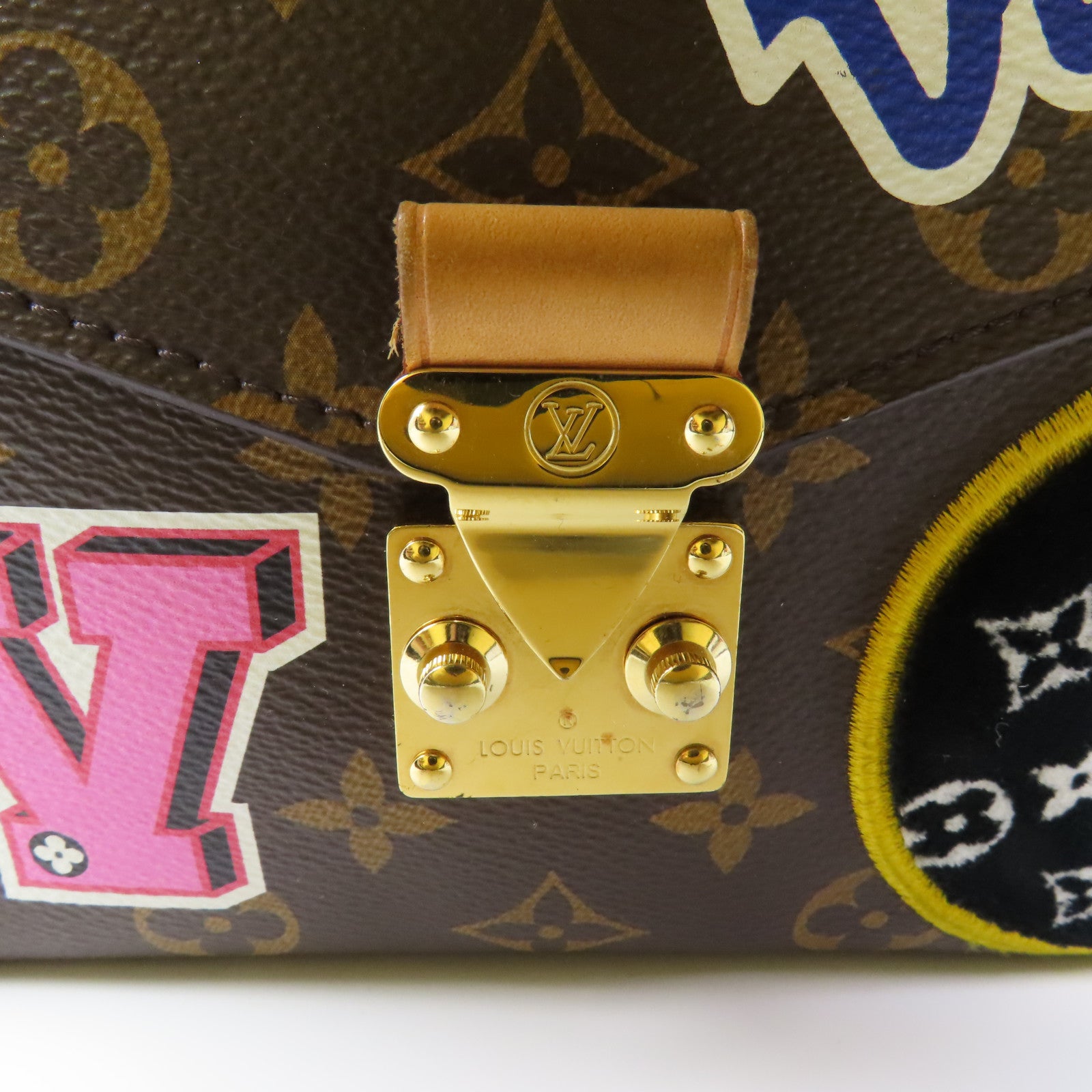 LOUIS VUITTON Monogram Patches Pochette Metis金扣手挽肩背兩用袋棕色