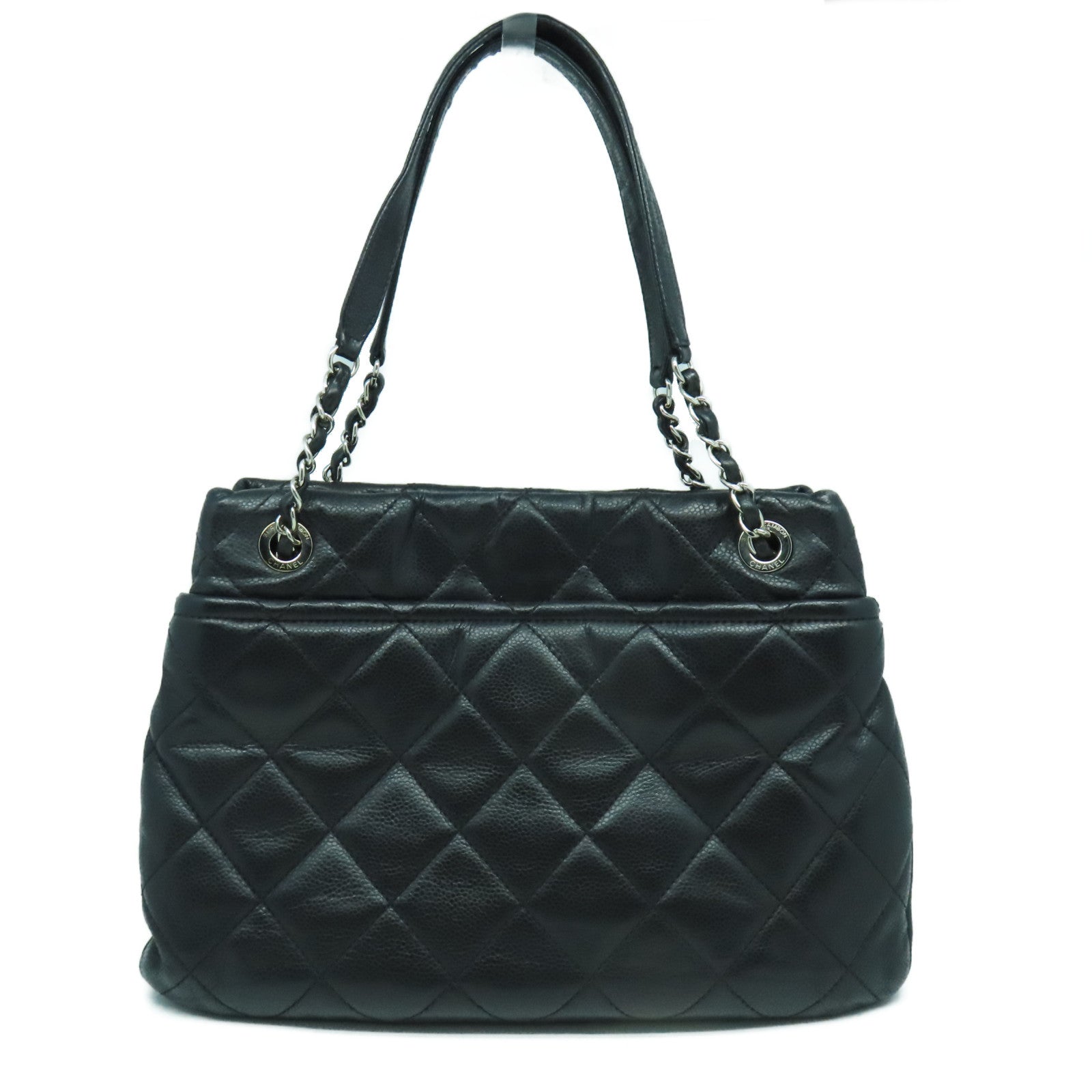 CHANEL 【激減優惠】菱格牛皮皮革Shoulder Bag銀扣肩背袋黑色