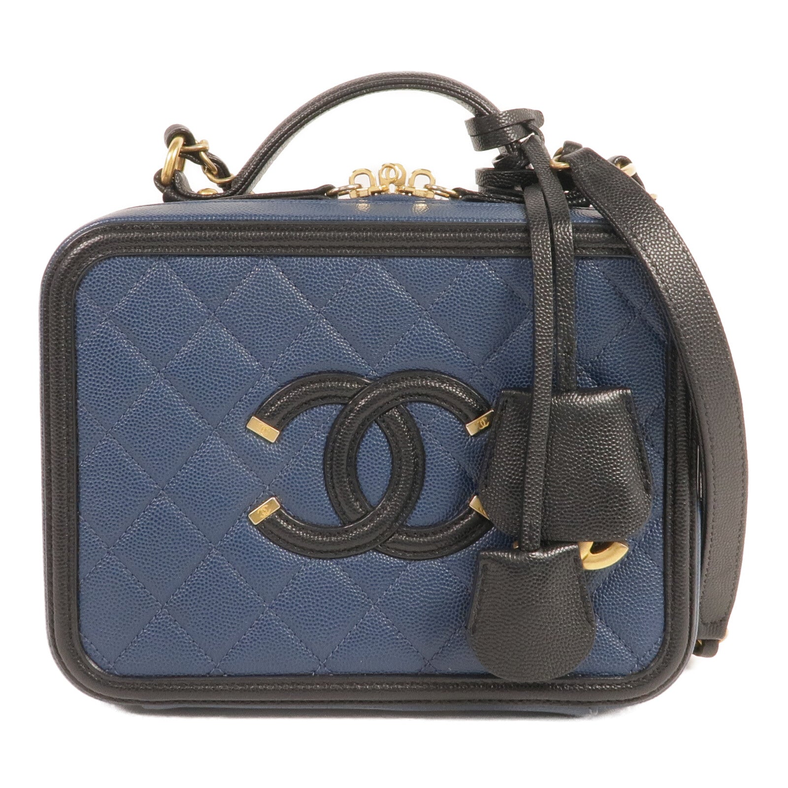 CHANEL 牛皮皮革Vanity Case金扣手挽肩背兩用袋