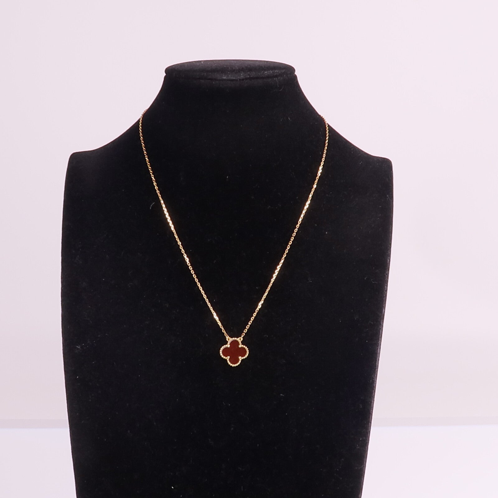Van Cleef & Arpels 18K黃金/紅玉髓Vintage Alhambra Pendant項鍊