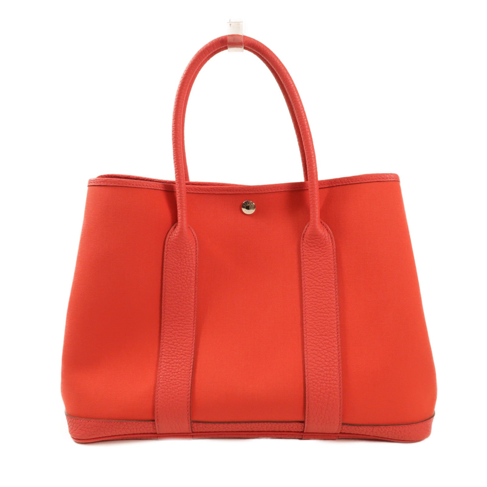 HERMES 帆布Garden Party PM手挽袋銀扣Bougainvillier