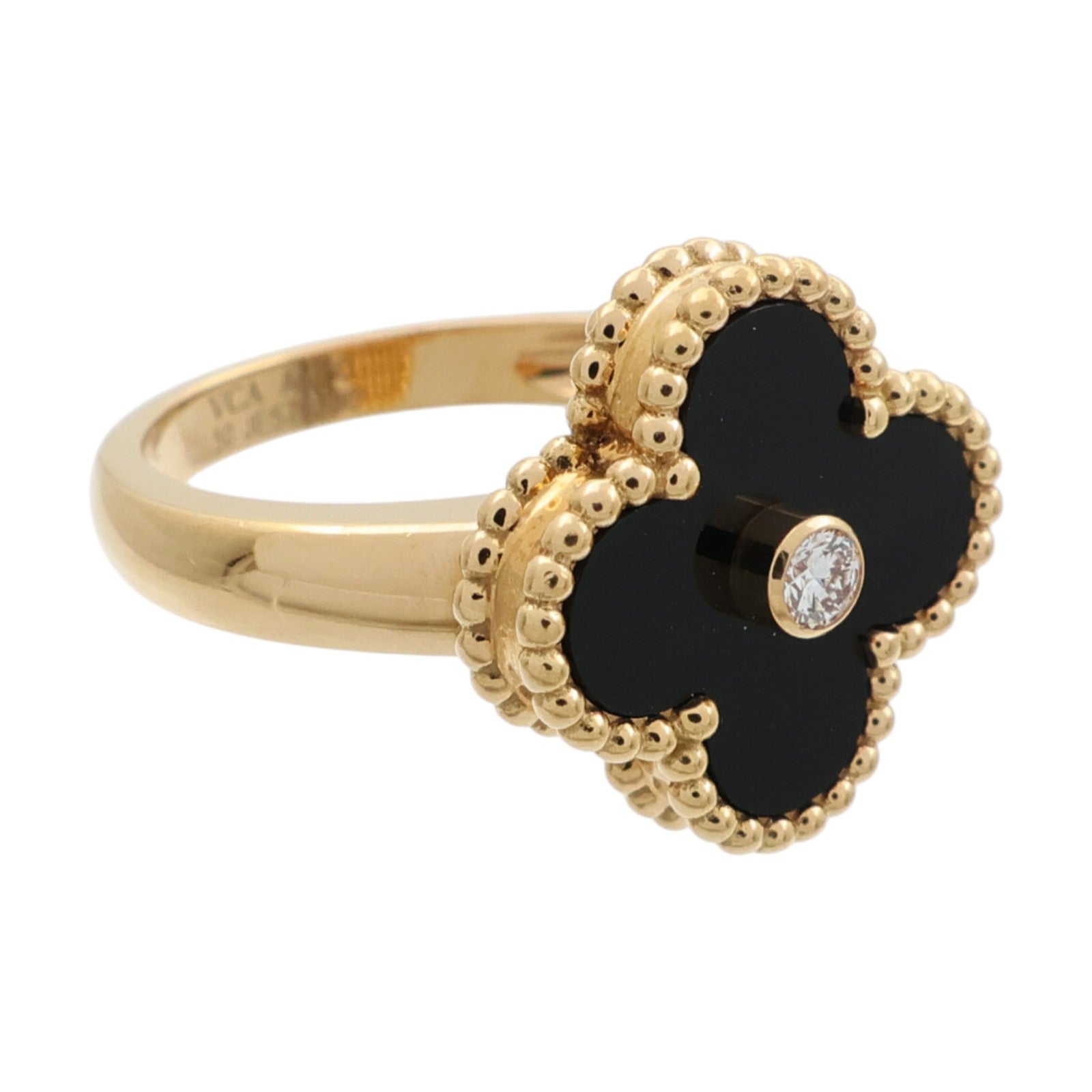 Van Cleef & Arpels 18K黃金/縞瑪瑙Vintage Alhambra Ring鑽石戒指