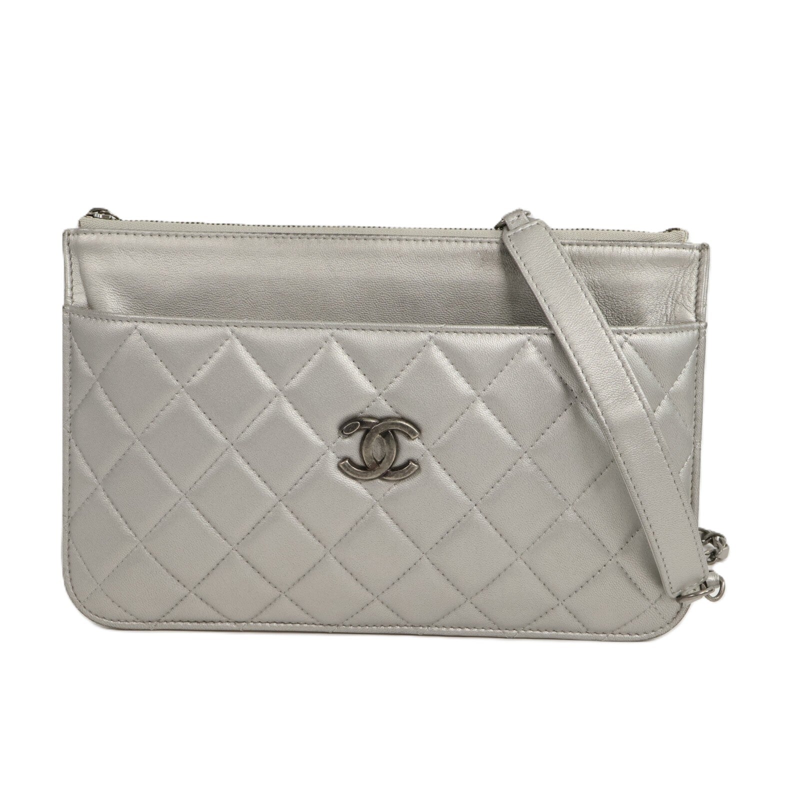 CHANEL 牛皮皮革Multi Pouch Clutch With Chain鏈帶肩背袋