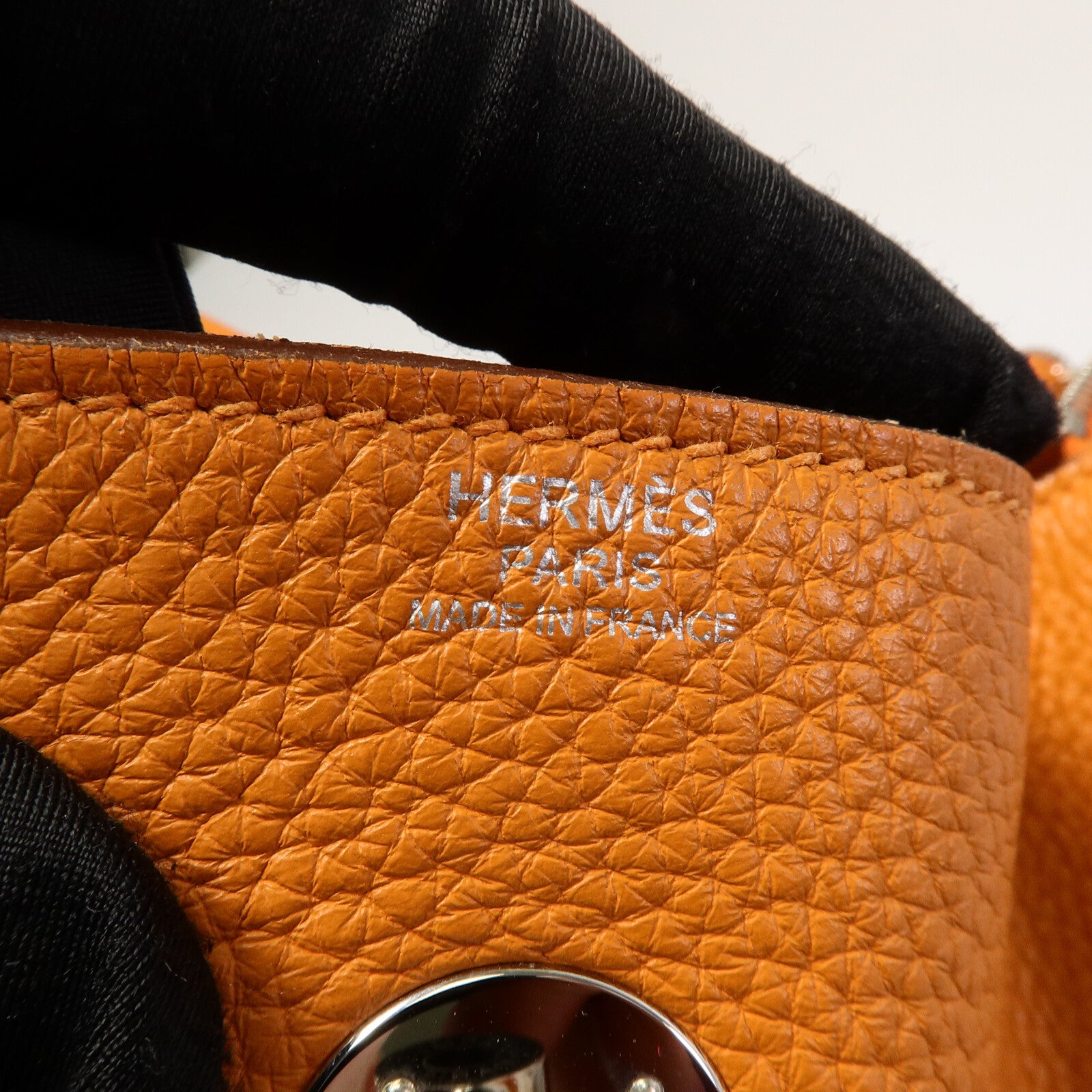HERMES Clemence皮革Lindy 30手挽肩背兩用袋Orange